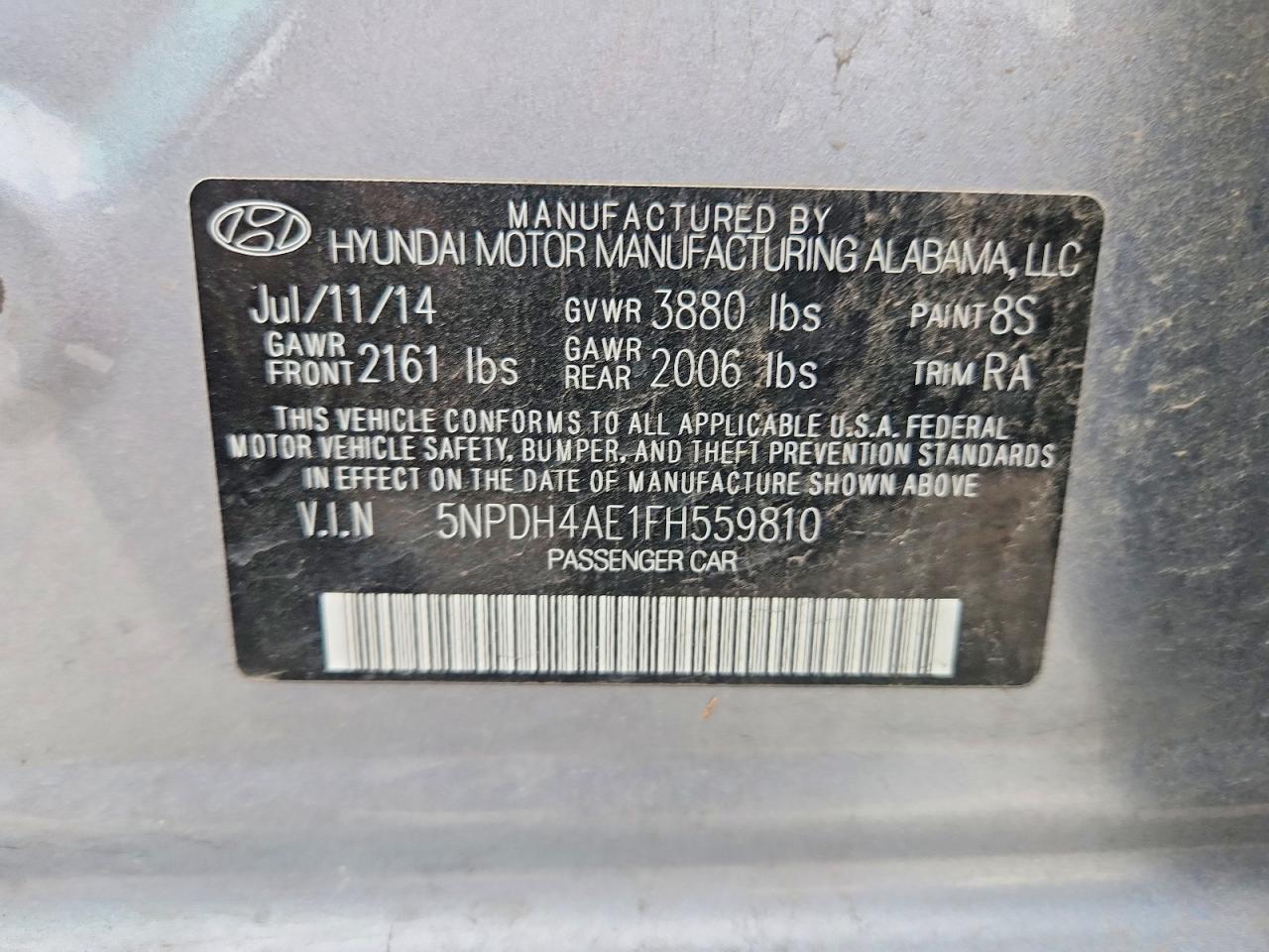 2015 Hyundai Elantra Se Серый vin: 5NPDH4AE1FH559810