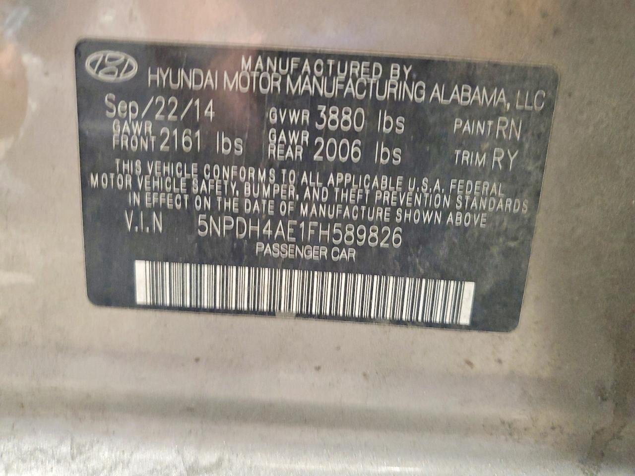 2015 Hyundai Elantra Limited Silver vin: 5NPDH4AE1FH589826