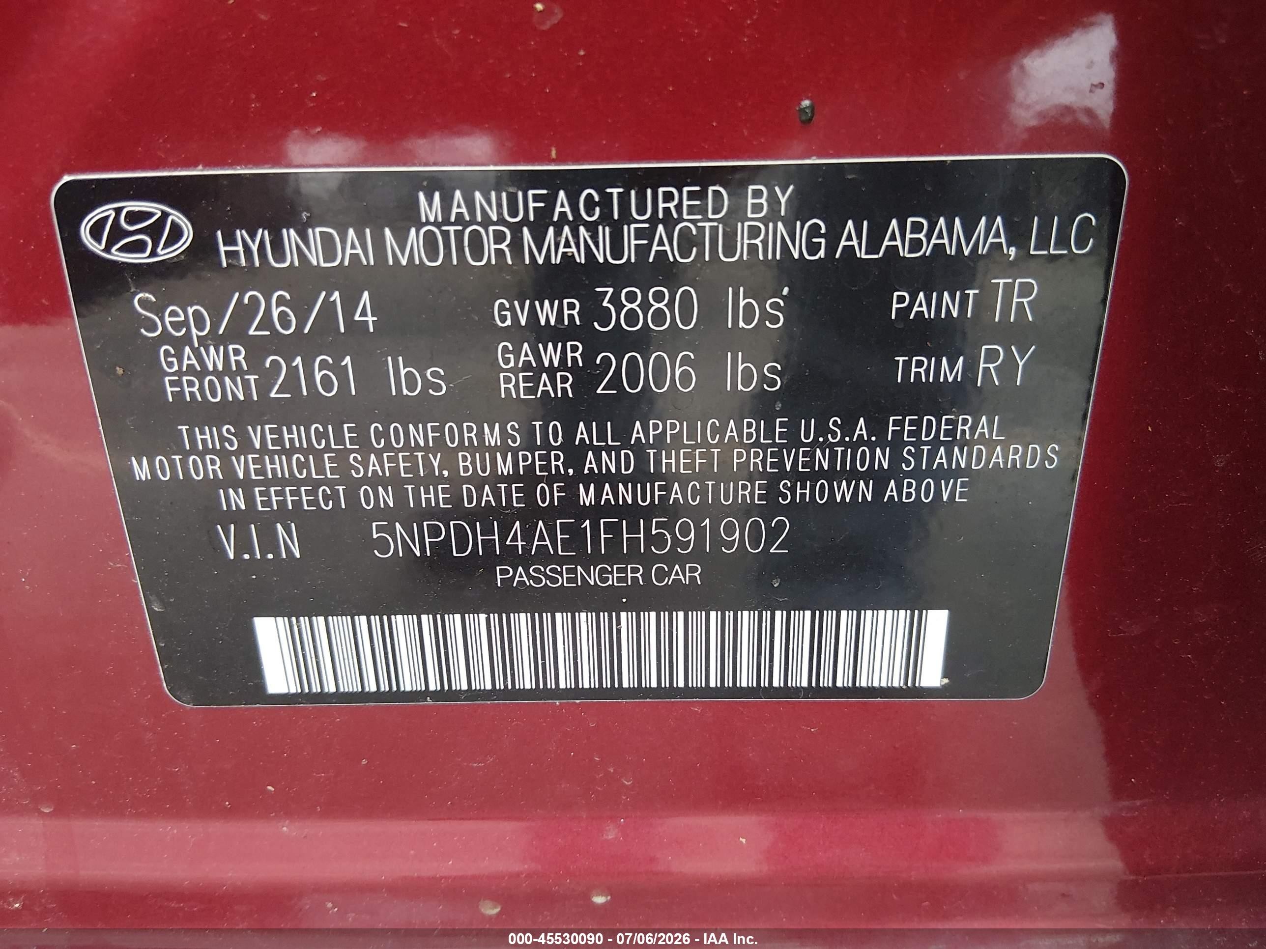 2015 Hyundai Elantra Se Red vin: 5NPDH4AE1FH591902