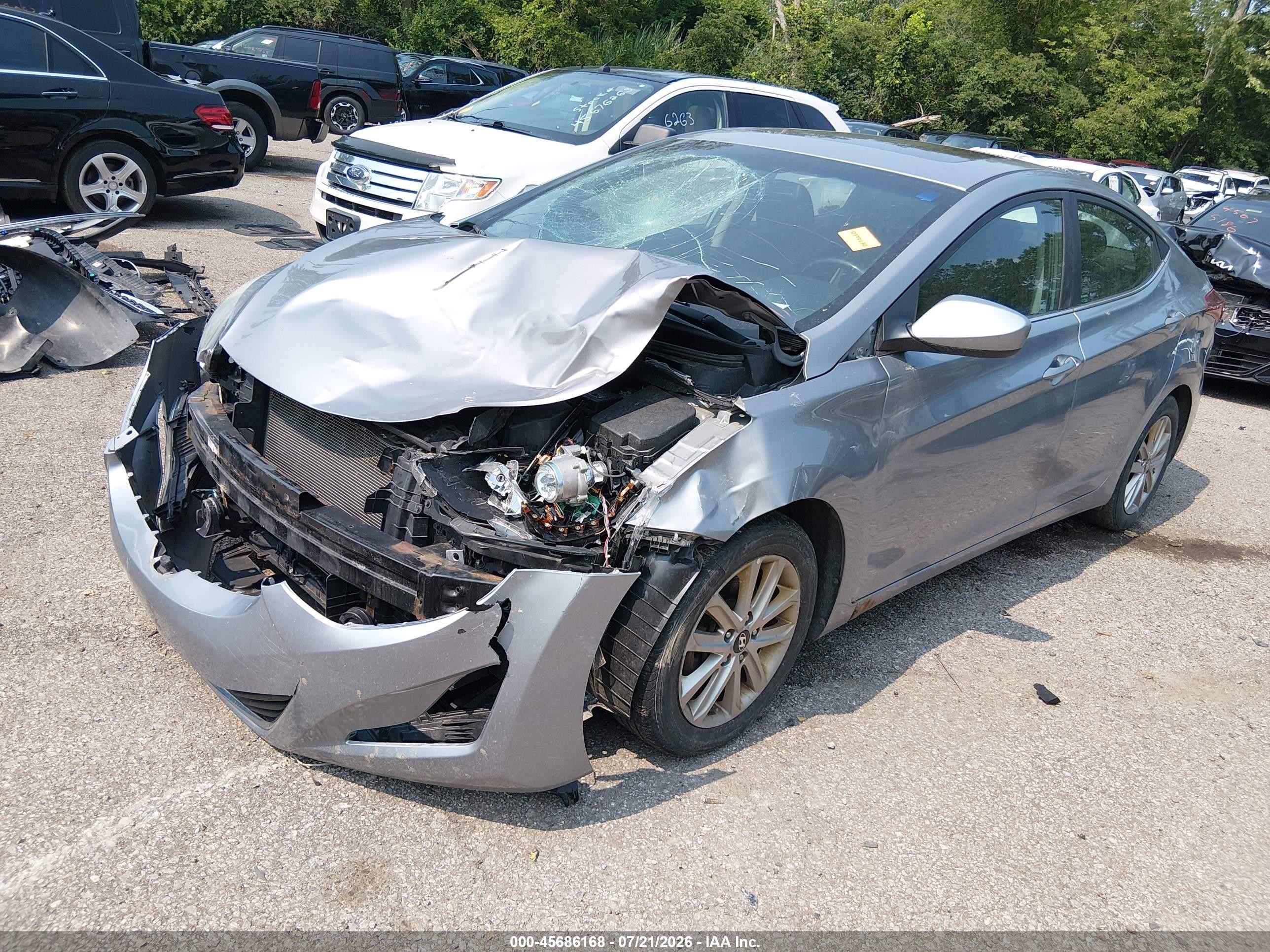 2015 Hyundai Elantra Se Gray vin: 5NPDH4AE1FH594976