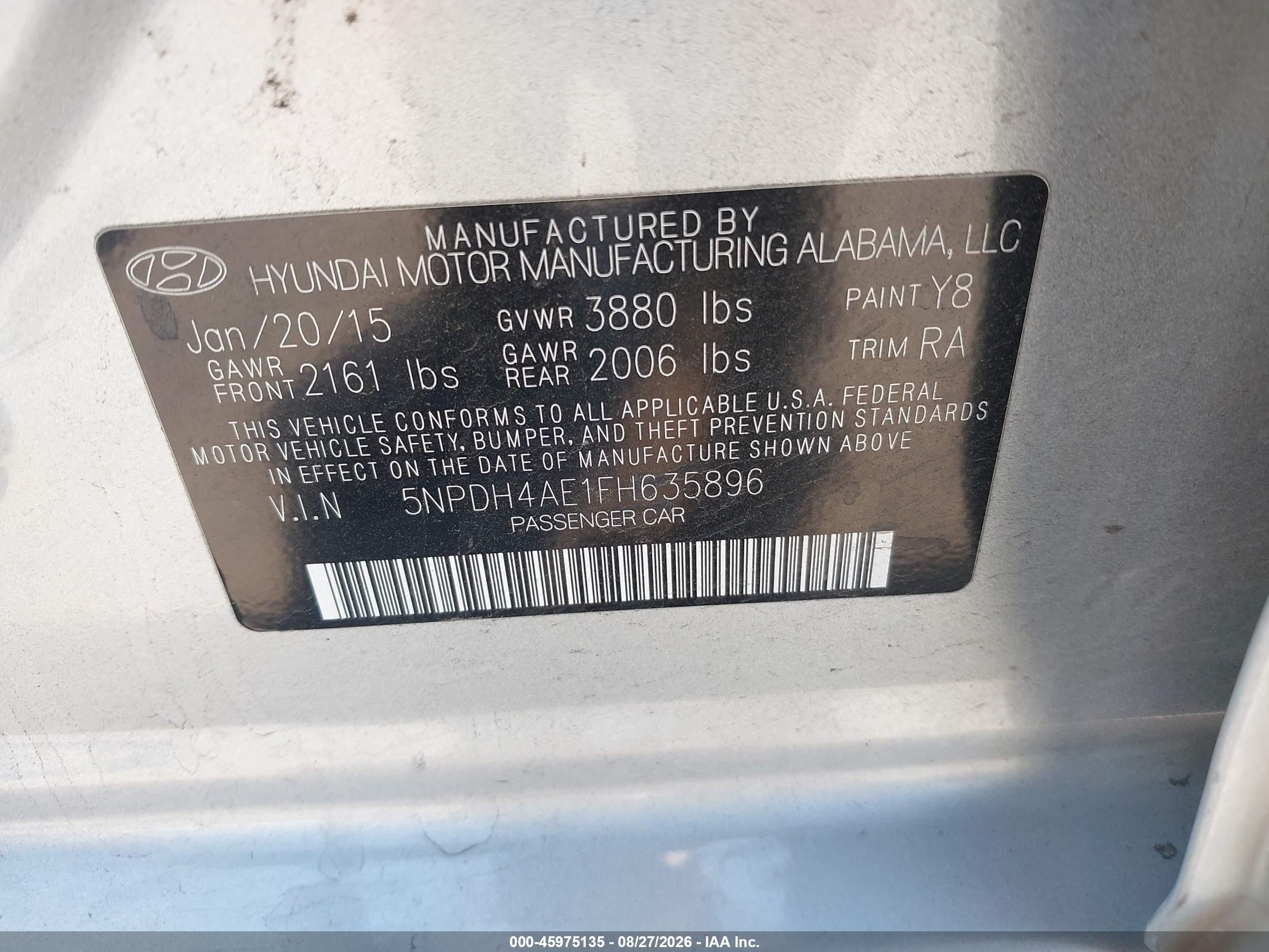 2015 Hyundai Elantra Se Silver vin: 5NPDH4AE1FH635896