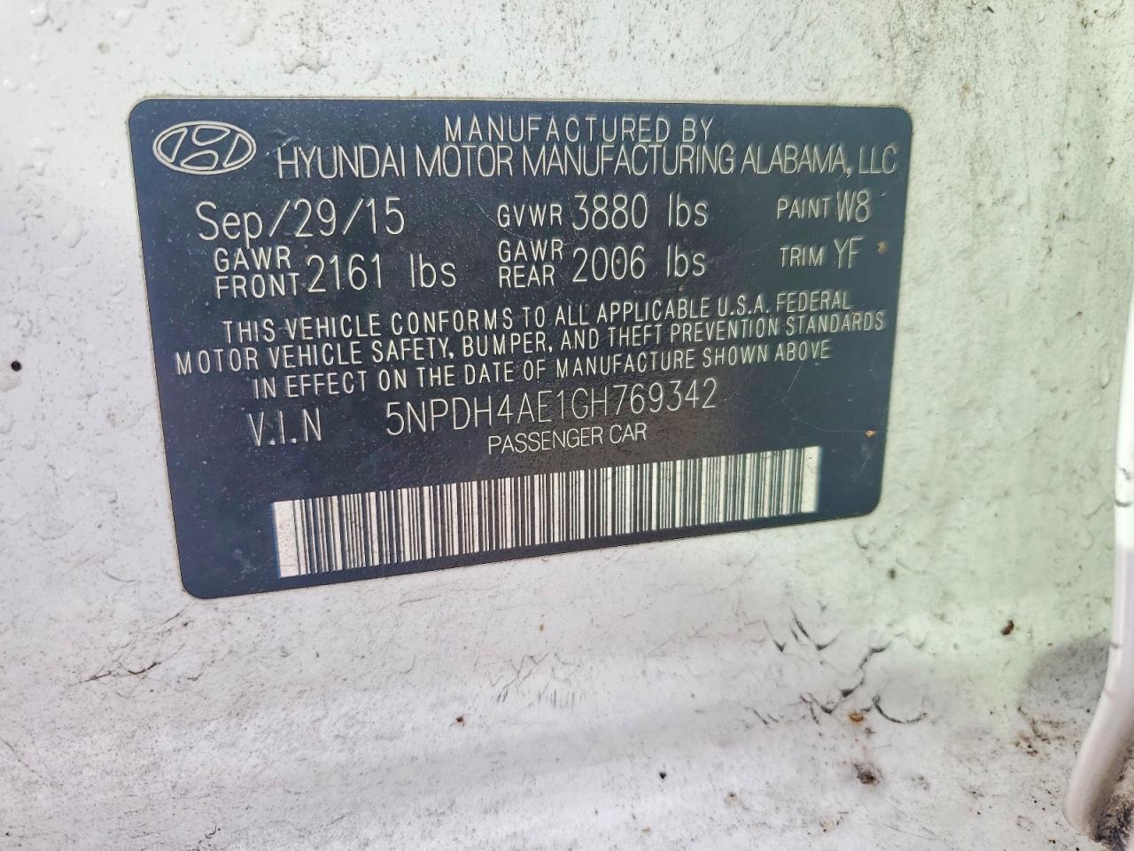 2016 Hyundai Elantra Value Edition White vin: 5NPDH4AE1GH769342