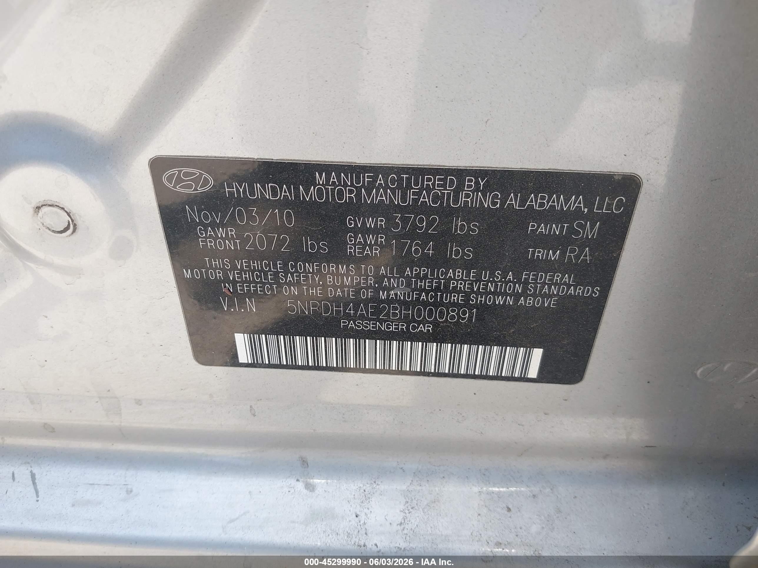 2011 Hyundai Elantra Limited Серый vin: 5NPDH4AE2BH000891