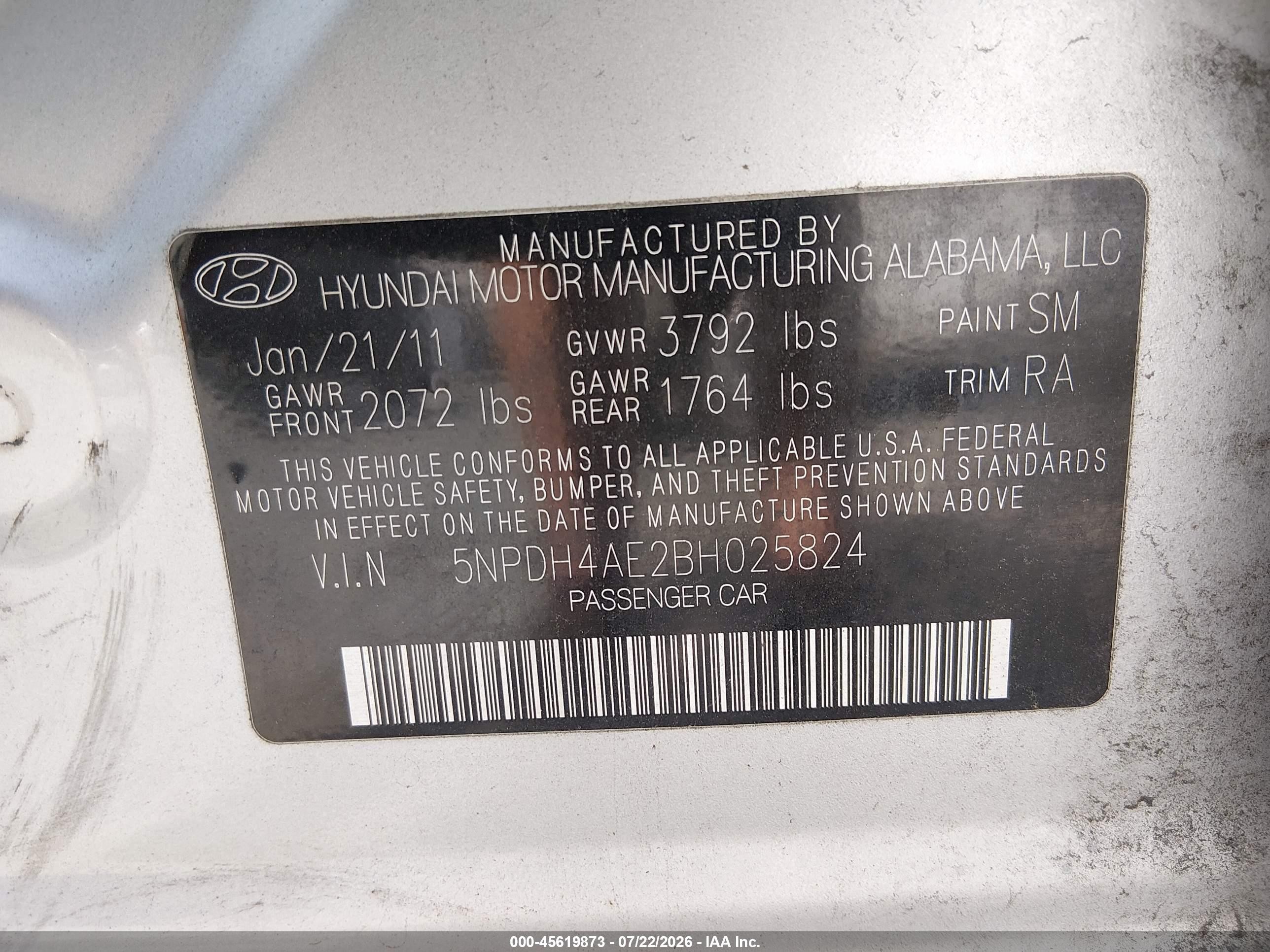 2011 Hyundai Elantra Gls Silver vin: 5NPDH4AE2BH025824