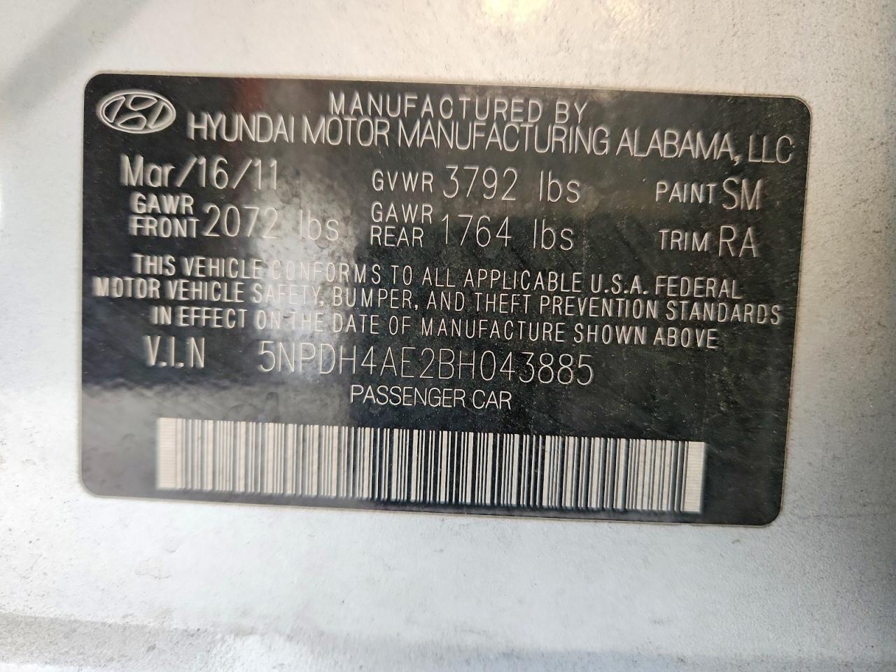 2011 Hyundai Elantra Gls Silver vin: 5NPDH4AE2BH043885
