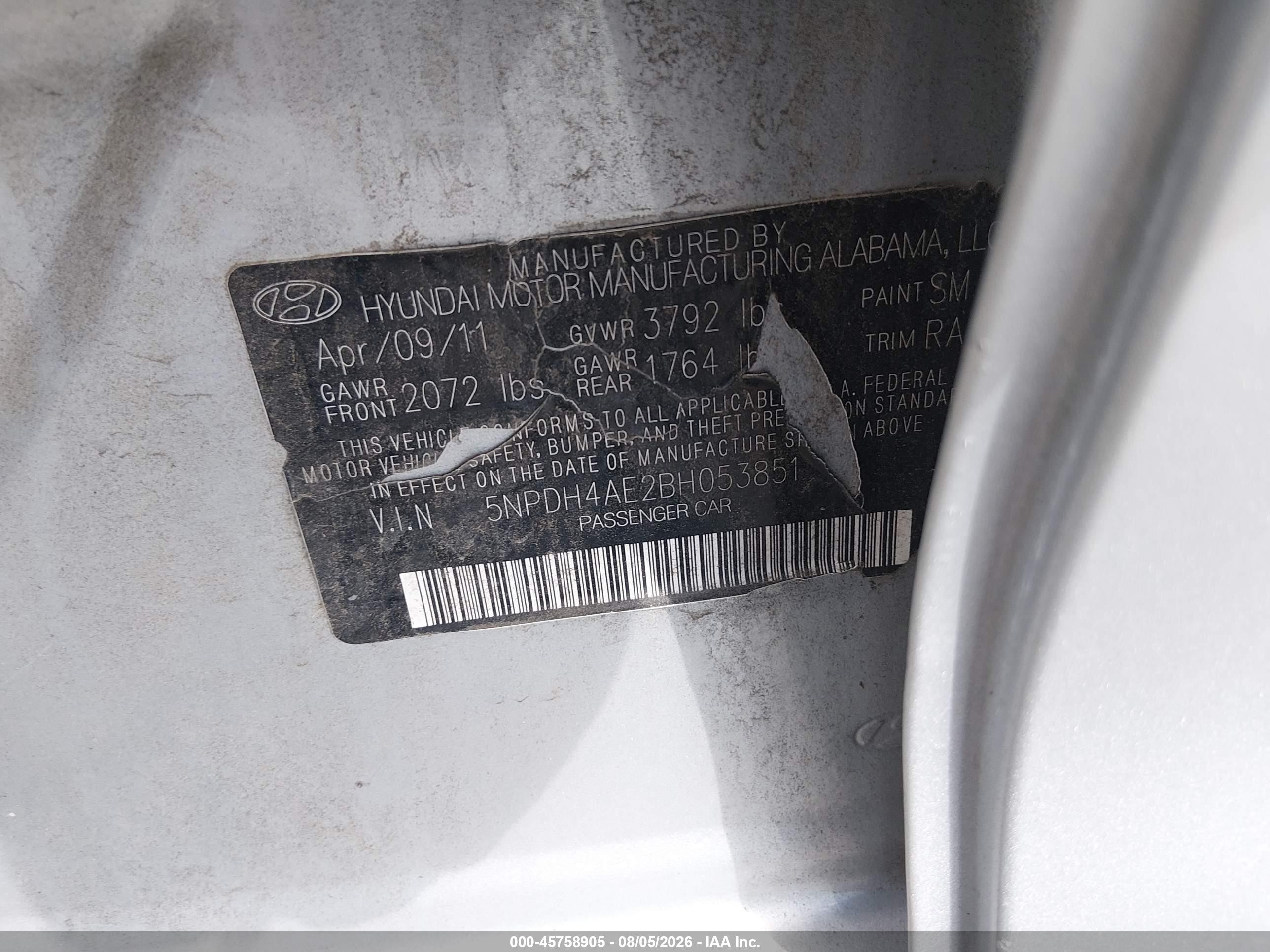 2011 Hyundai Elantra Gls Silver vin: 5NPDH4AE2BH053851