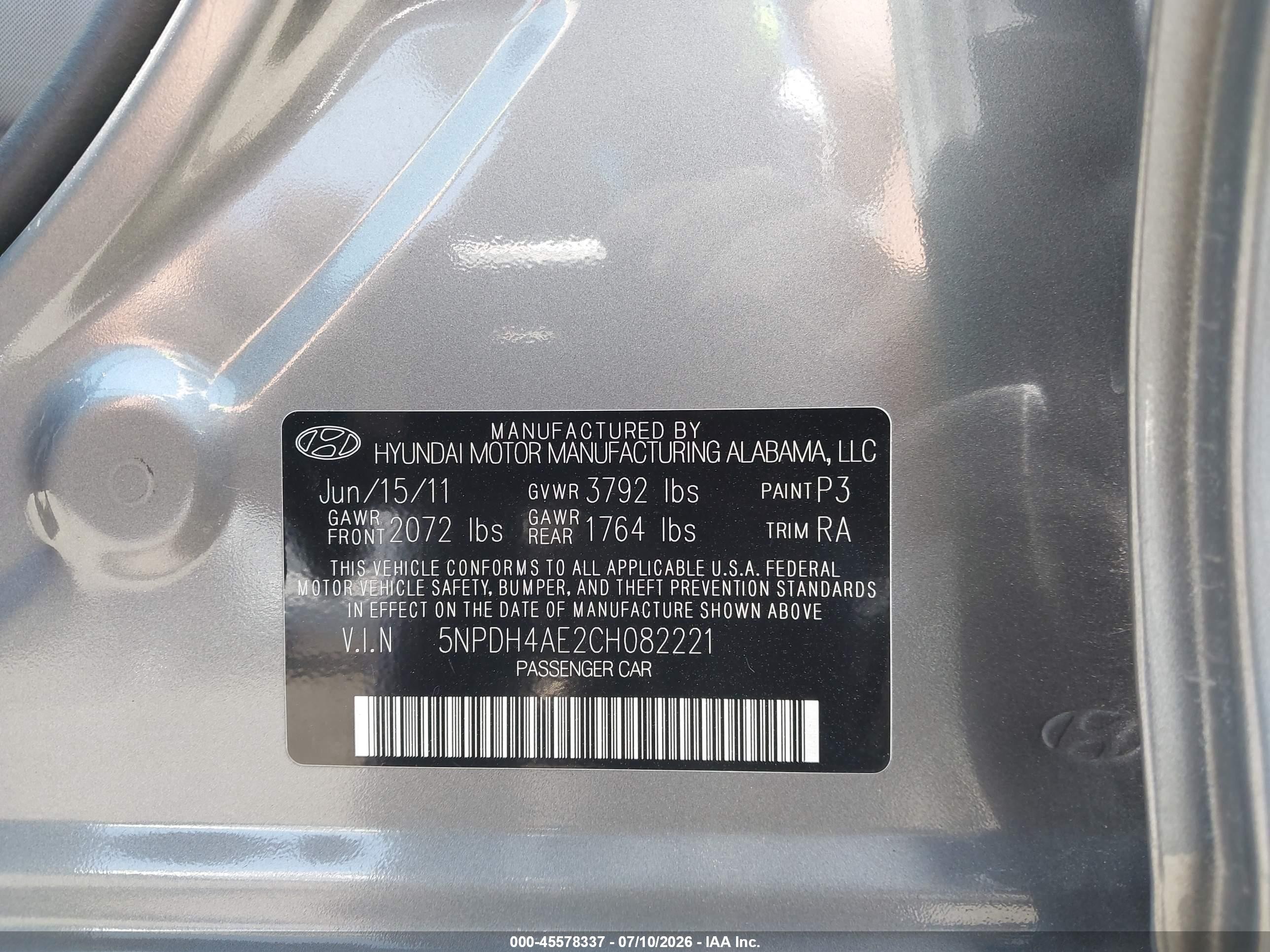 2012 Hyundai Elantra Gls Gray vin: 5NPDH4AE2CH082221