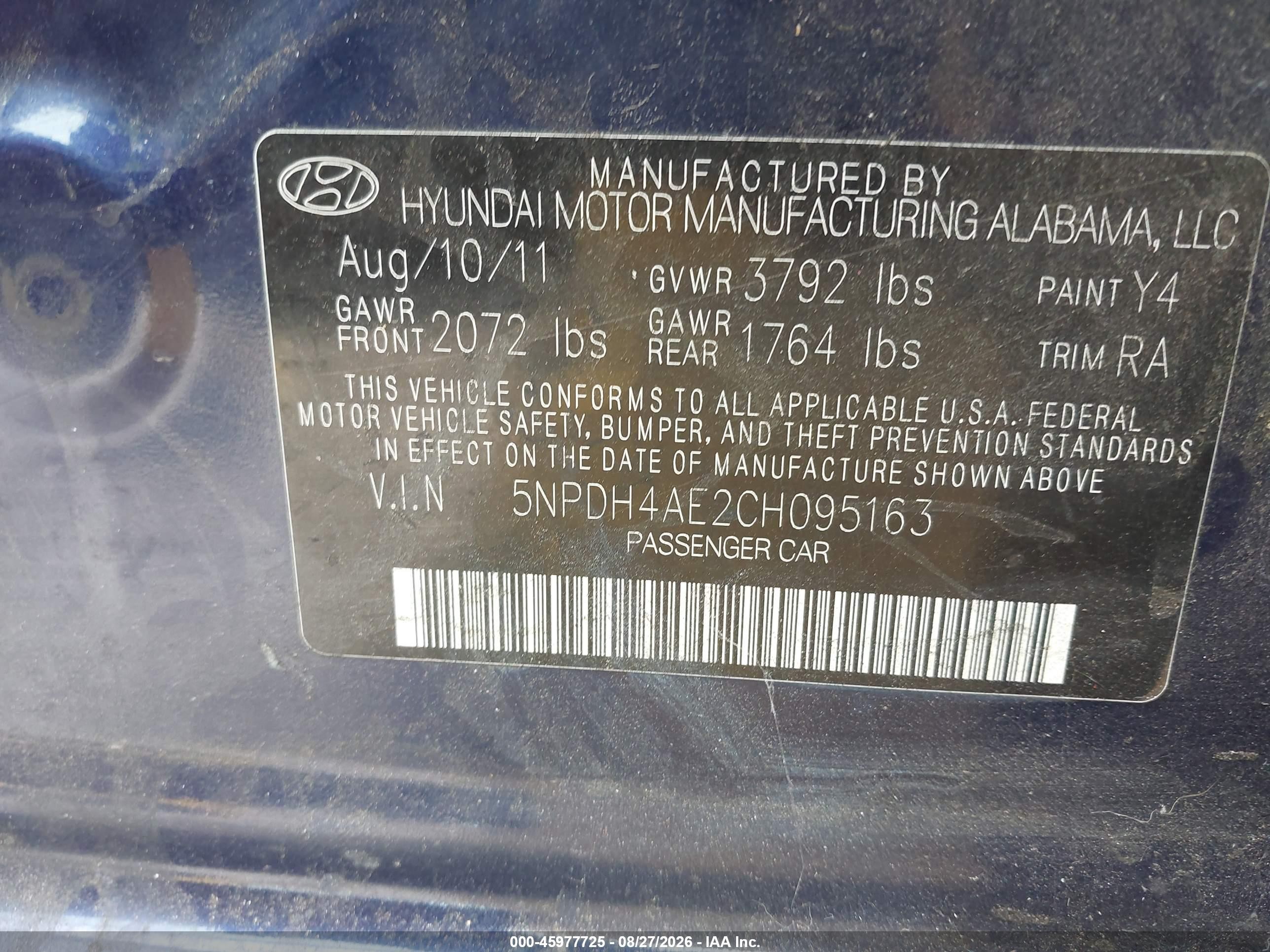 2012 Hyundai Elantra Gls Blue vin: 5NPDH4AE2CH095163
