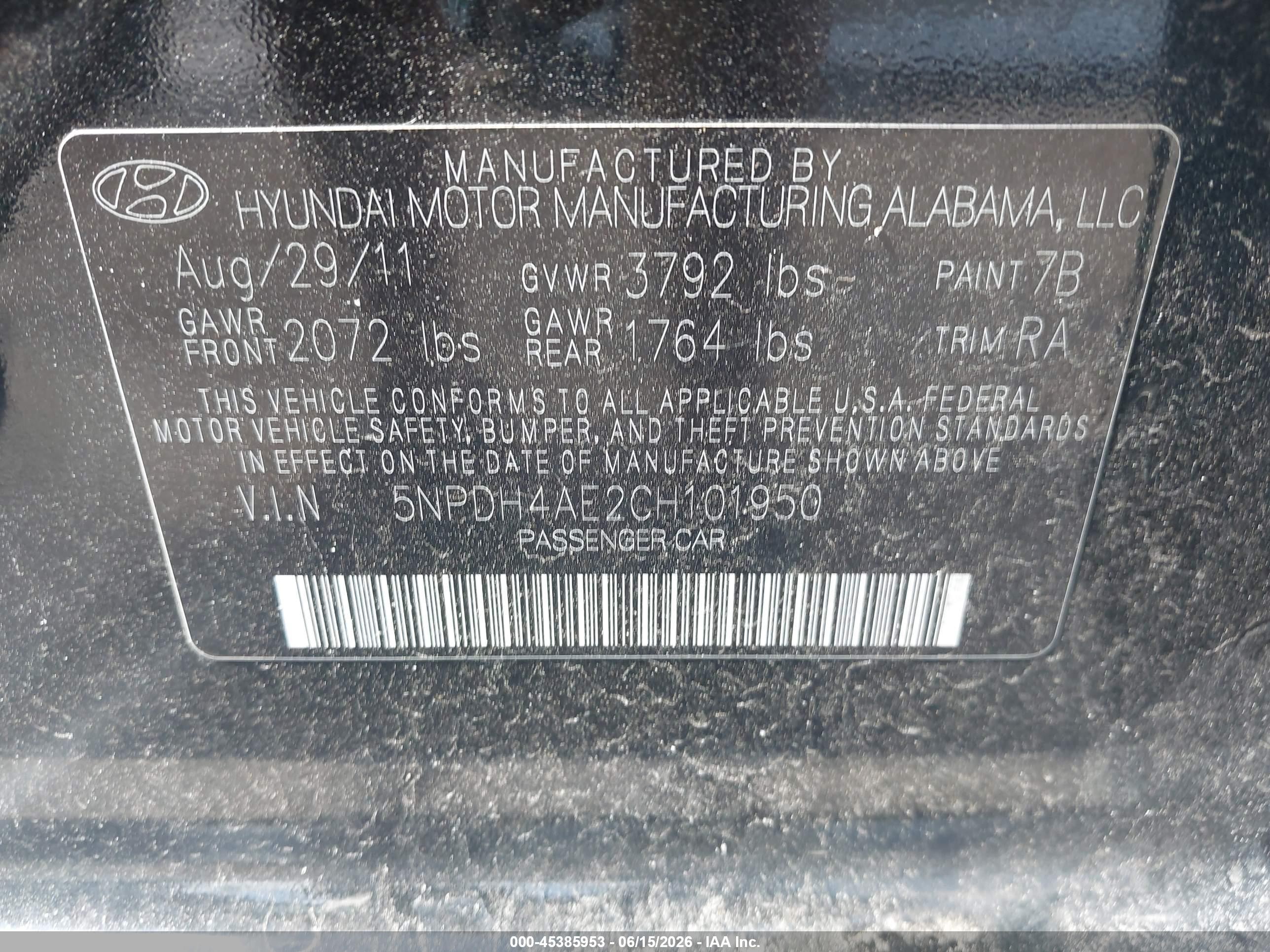 2012 Hyundai Elantra Limited Black vin: 5NPDH4AE2CH101950