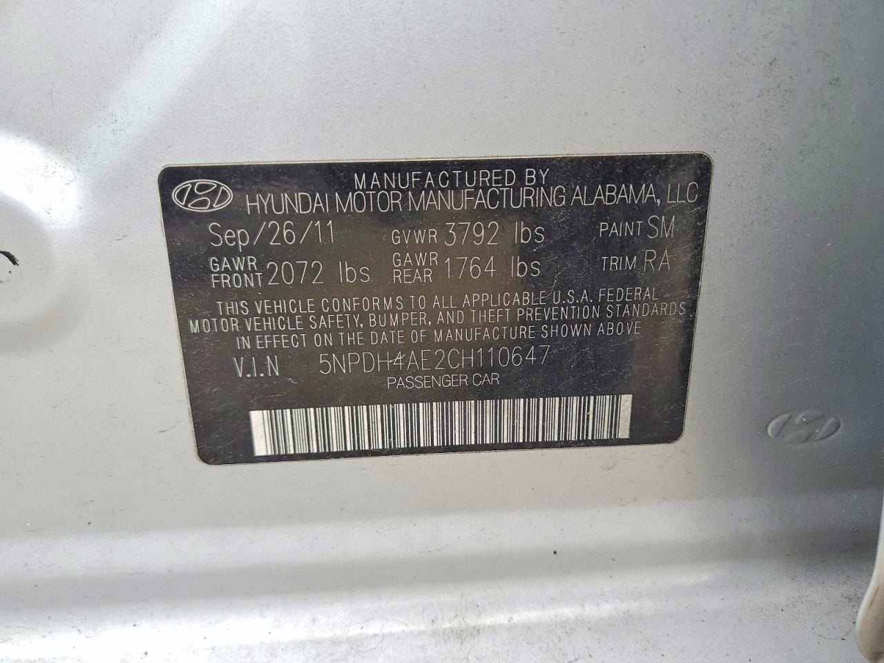 2012 Hyundai Elantra Limited Silver vin: 5NPDH4AE2CH110647