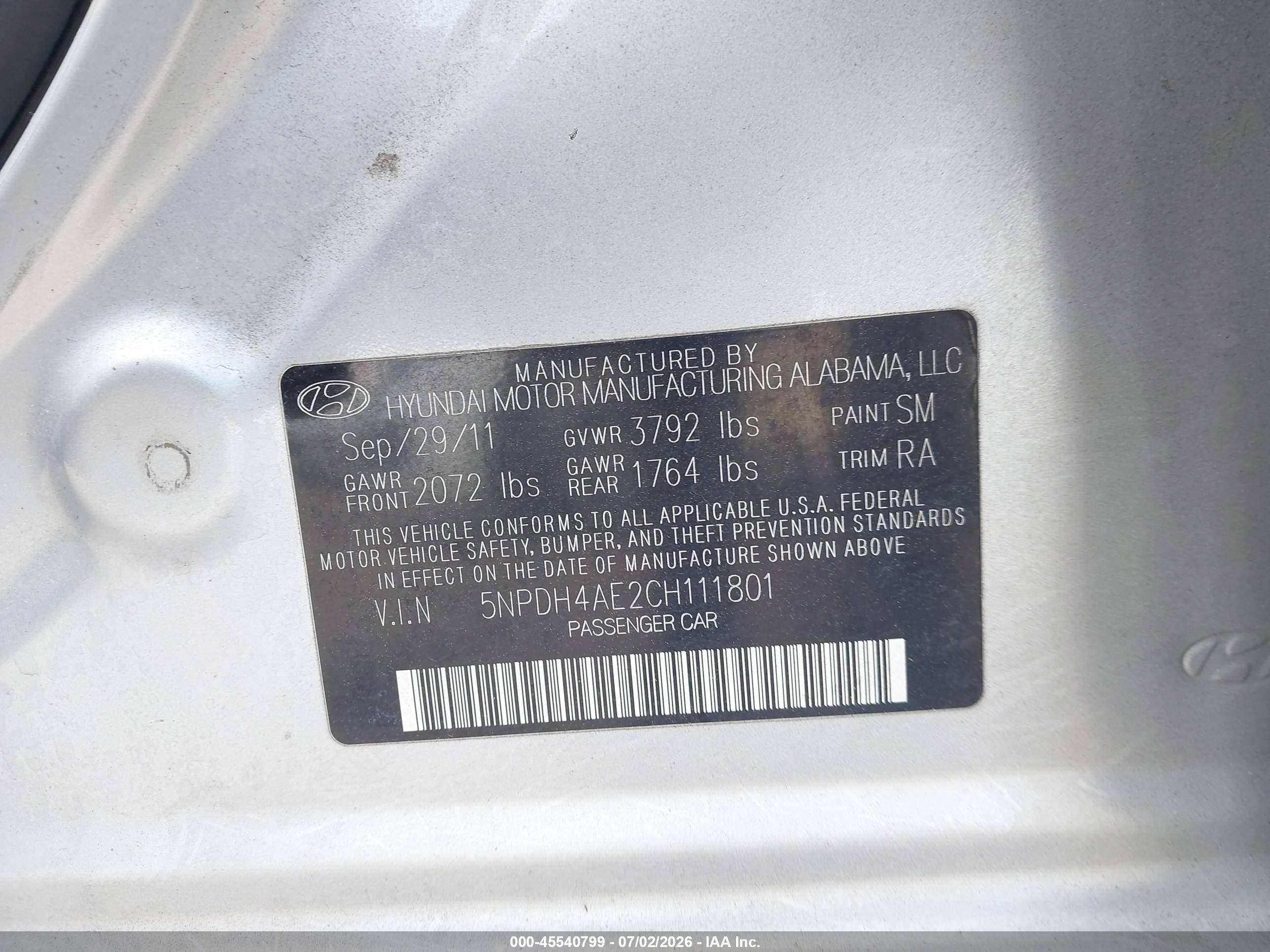 2012 Hyundai Elantra Limited Silver vin: 5NPDH4AE2CH111801