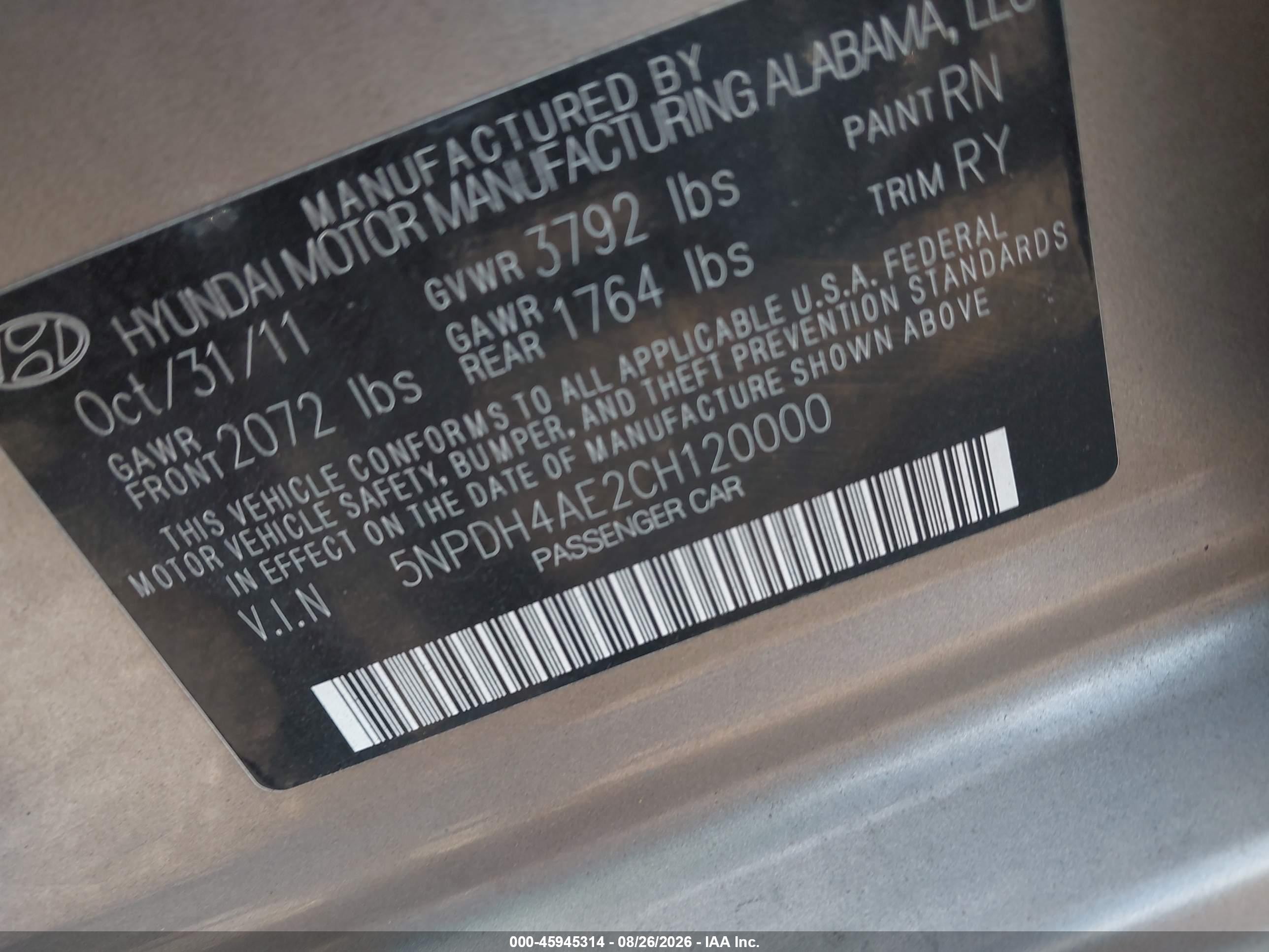 2012 Hyundai Elantra Limited Beige vin: 5NPDH4AE2CH120000