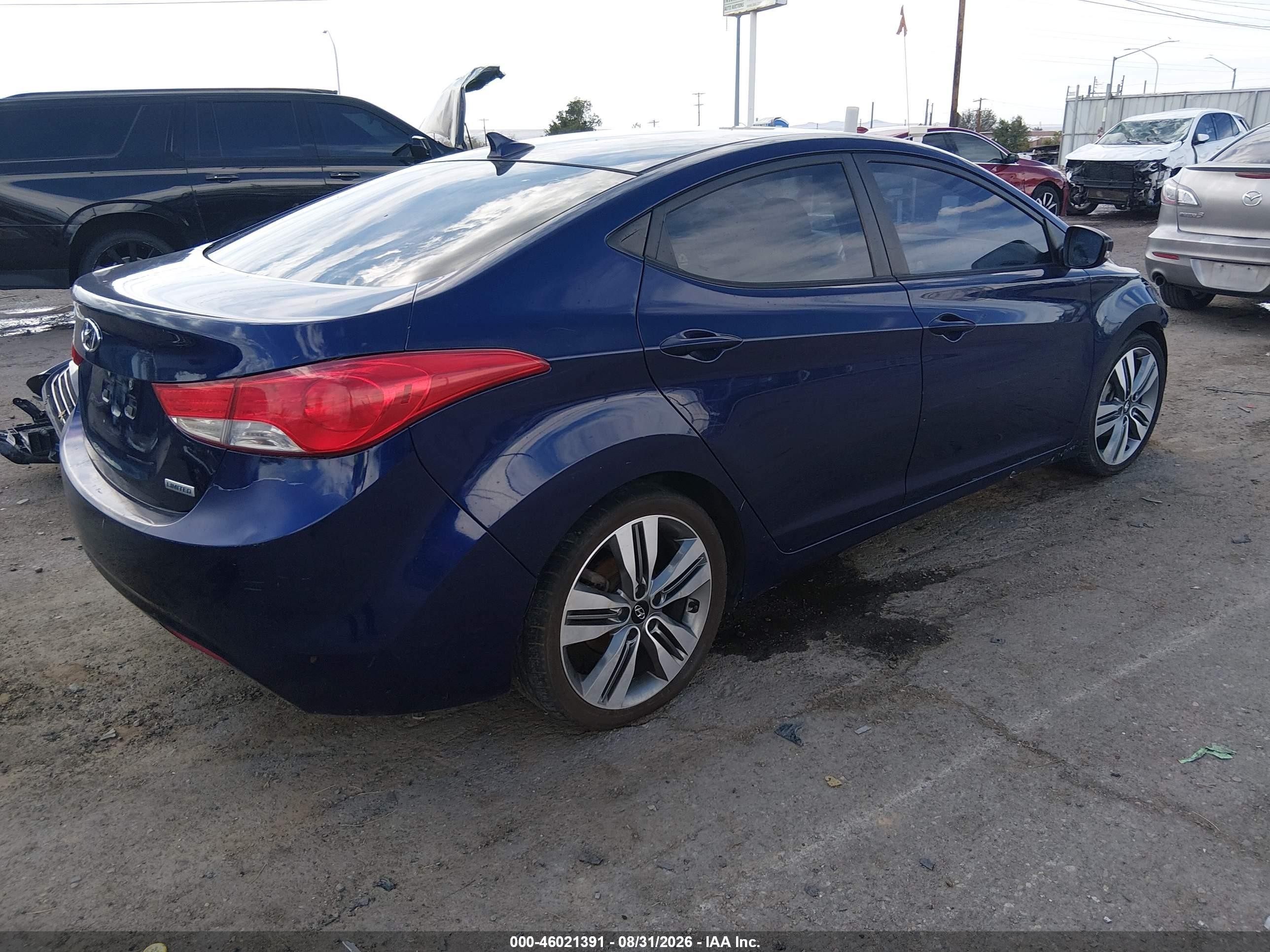 2012 Hyundai Elantra Limited Blue vin: 5NPDH4AE2CH134494