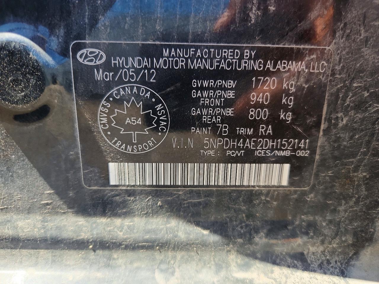 2013 Hyundai Elantra Gls Black vin: 5NPDH4AE2DH152141