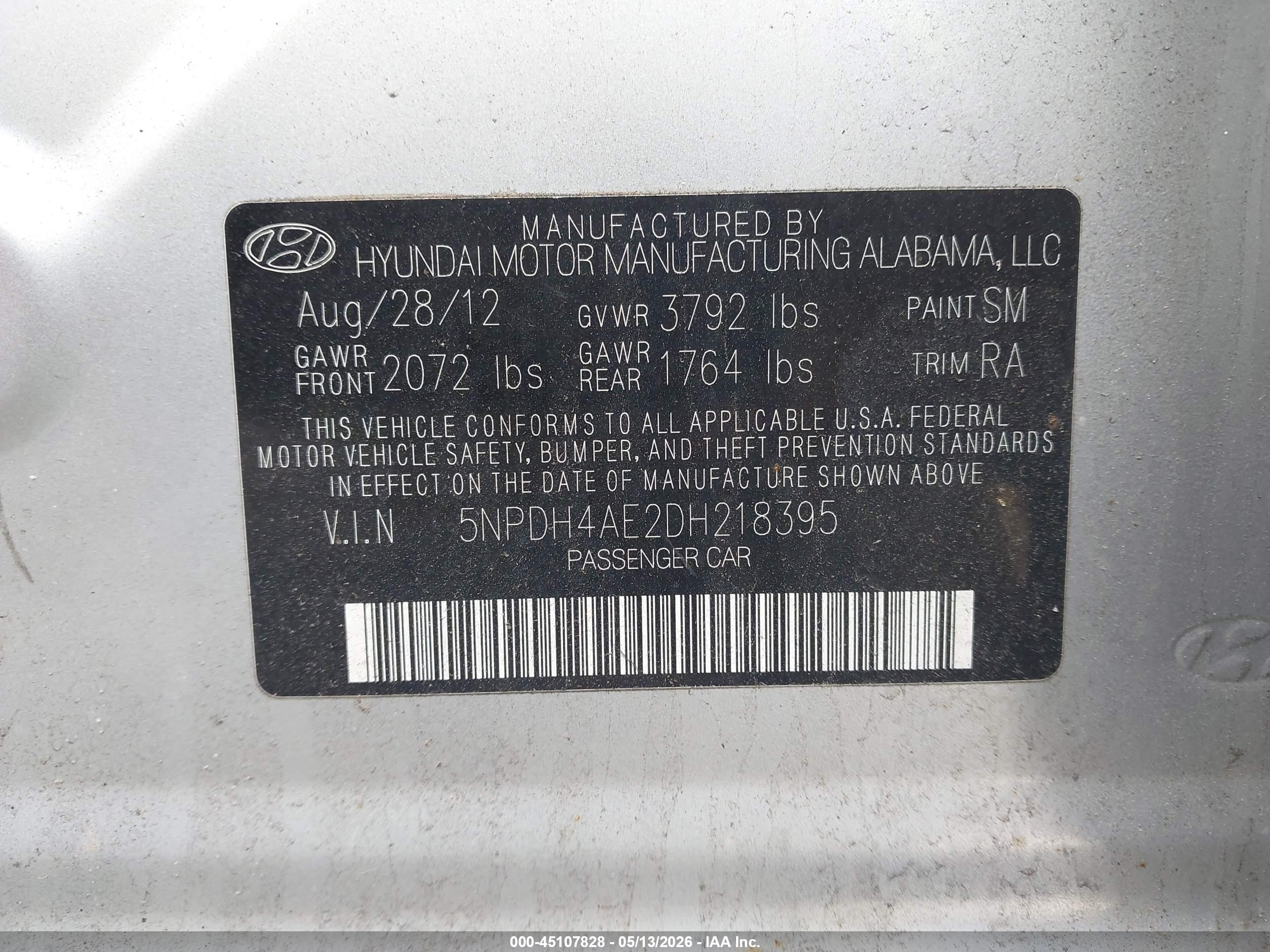 2013 Hyundai Elantra Gls/limited Silver vin: 5NPDH4AE2DH218395