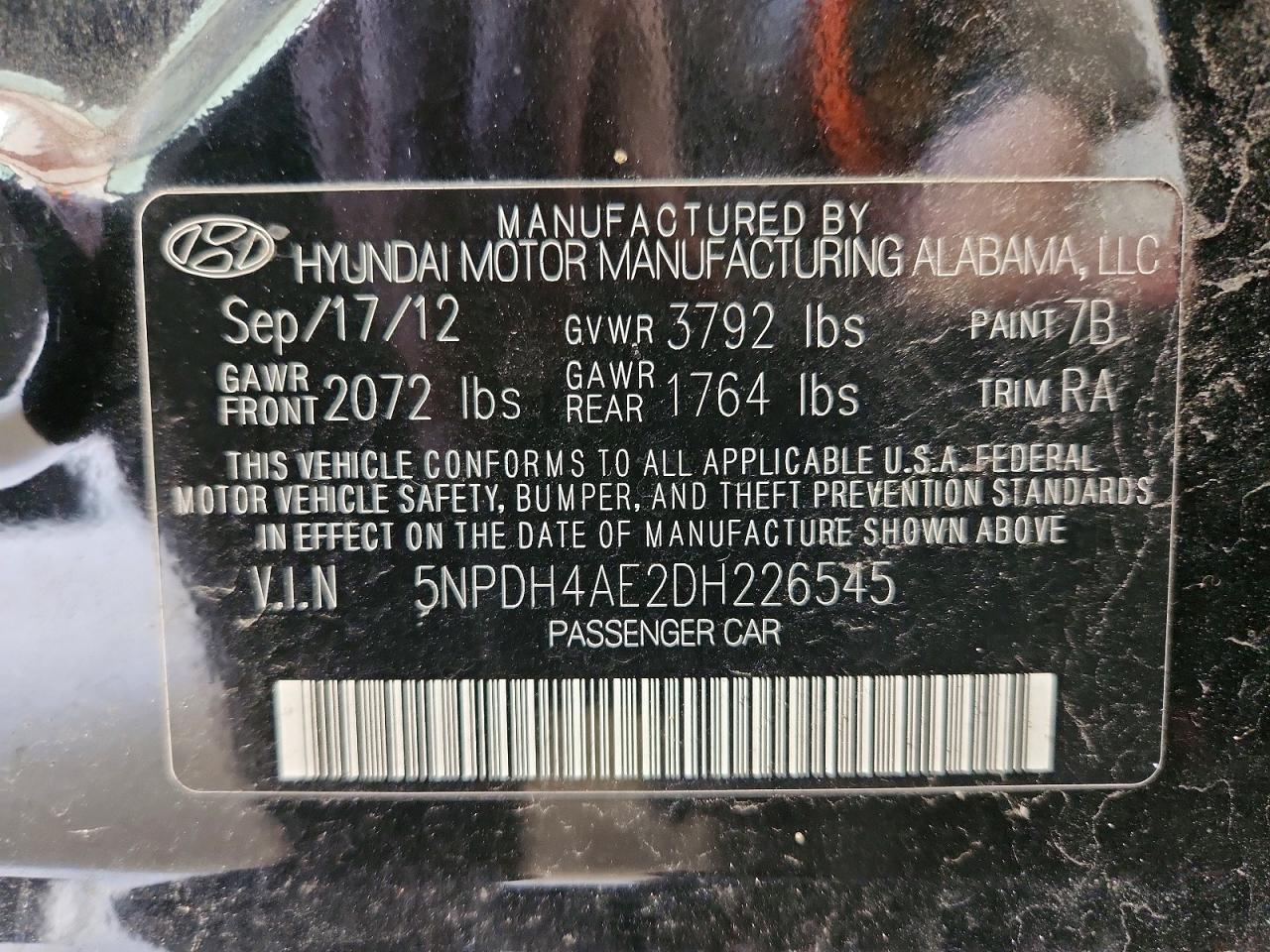 2013 Hyundai Elantra Gls Черный vin: 5NPDH4AE2DH226545