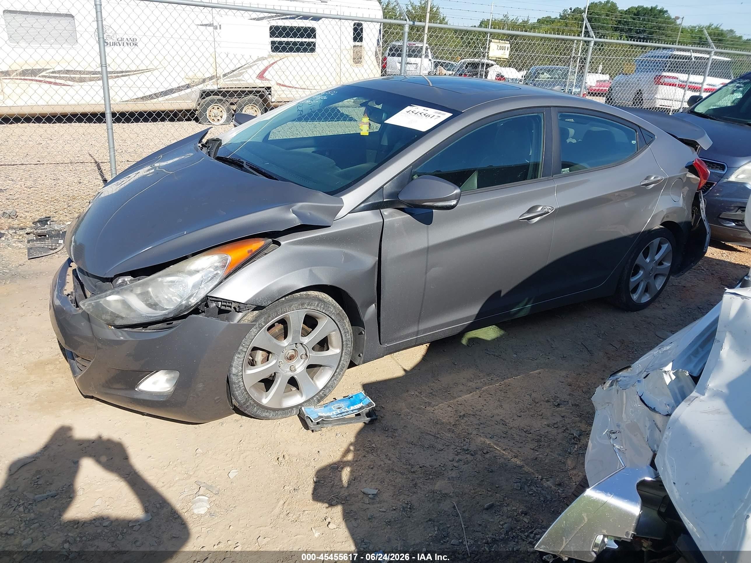2013 Hyundai Elantra Limited Gray vin: 5NPDH4AE2DH229137