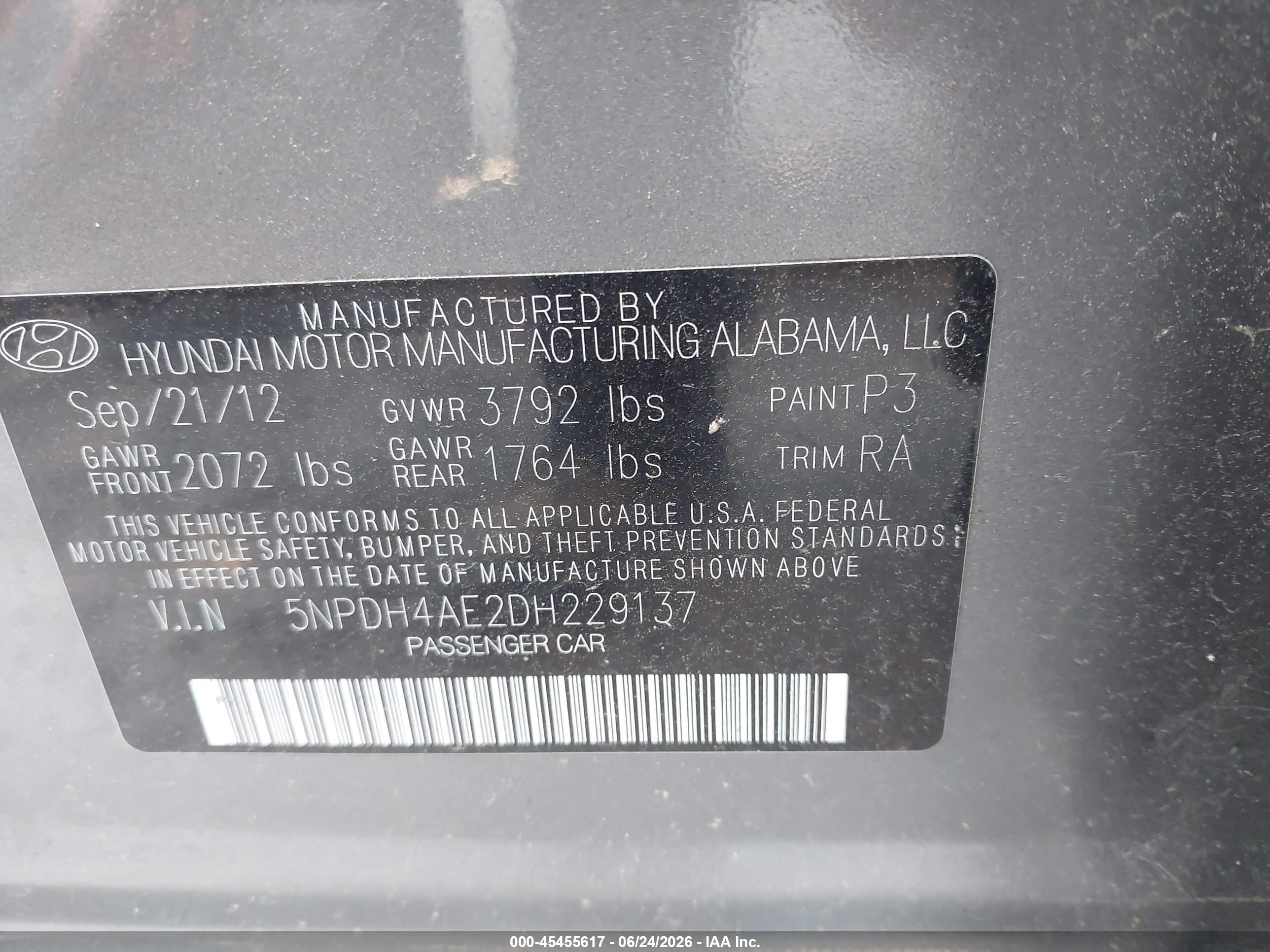 2013 Hyundai Elantra Limited Gray vin: 5NPDH4AE2DH229137