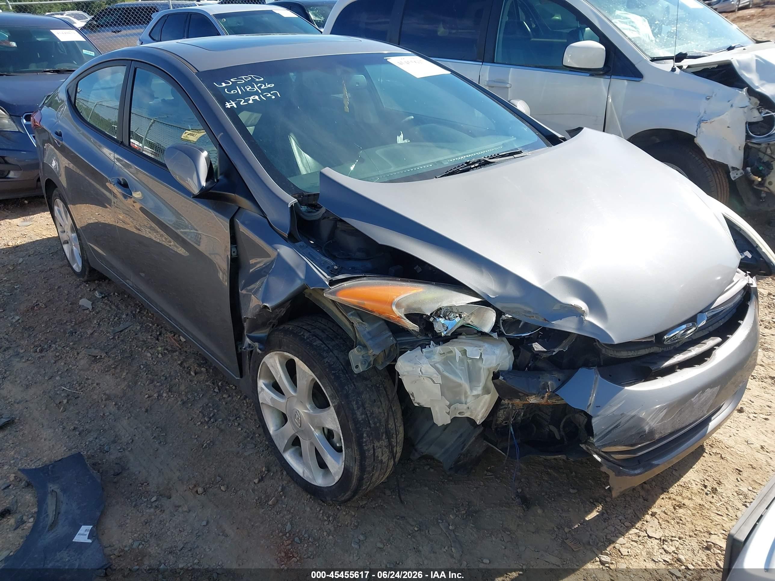 2013 Hyundai Elantra Limited Gray vin: 5NPDH4AE2DH229137
