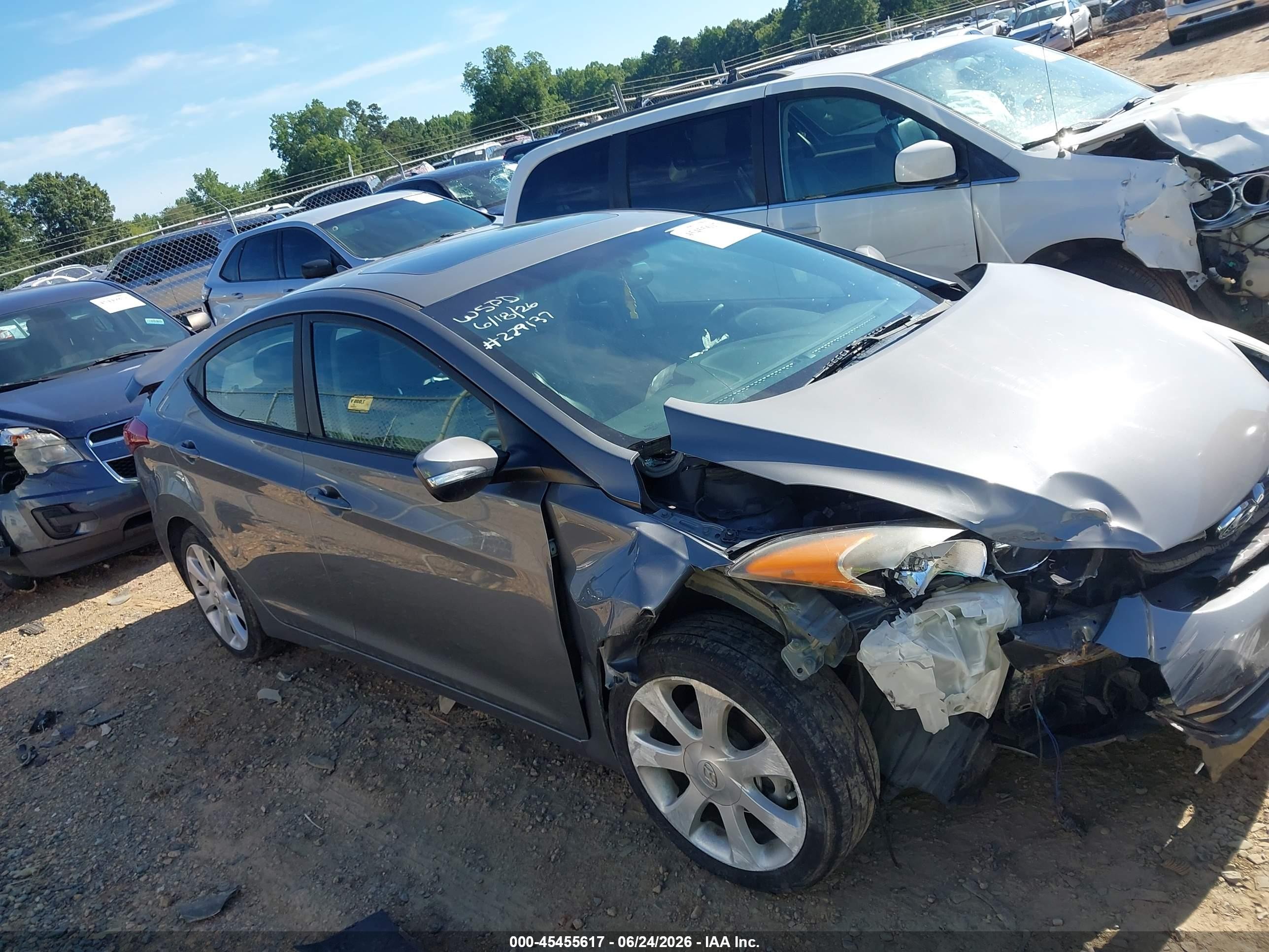 2013 Hyundai Elantra Limited Gray vin: 5NPDH4AE2DH229137