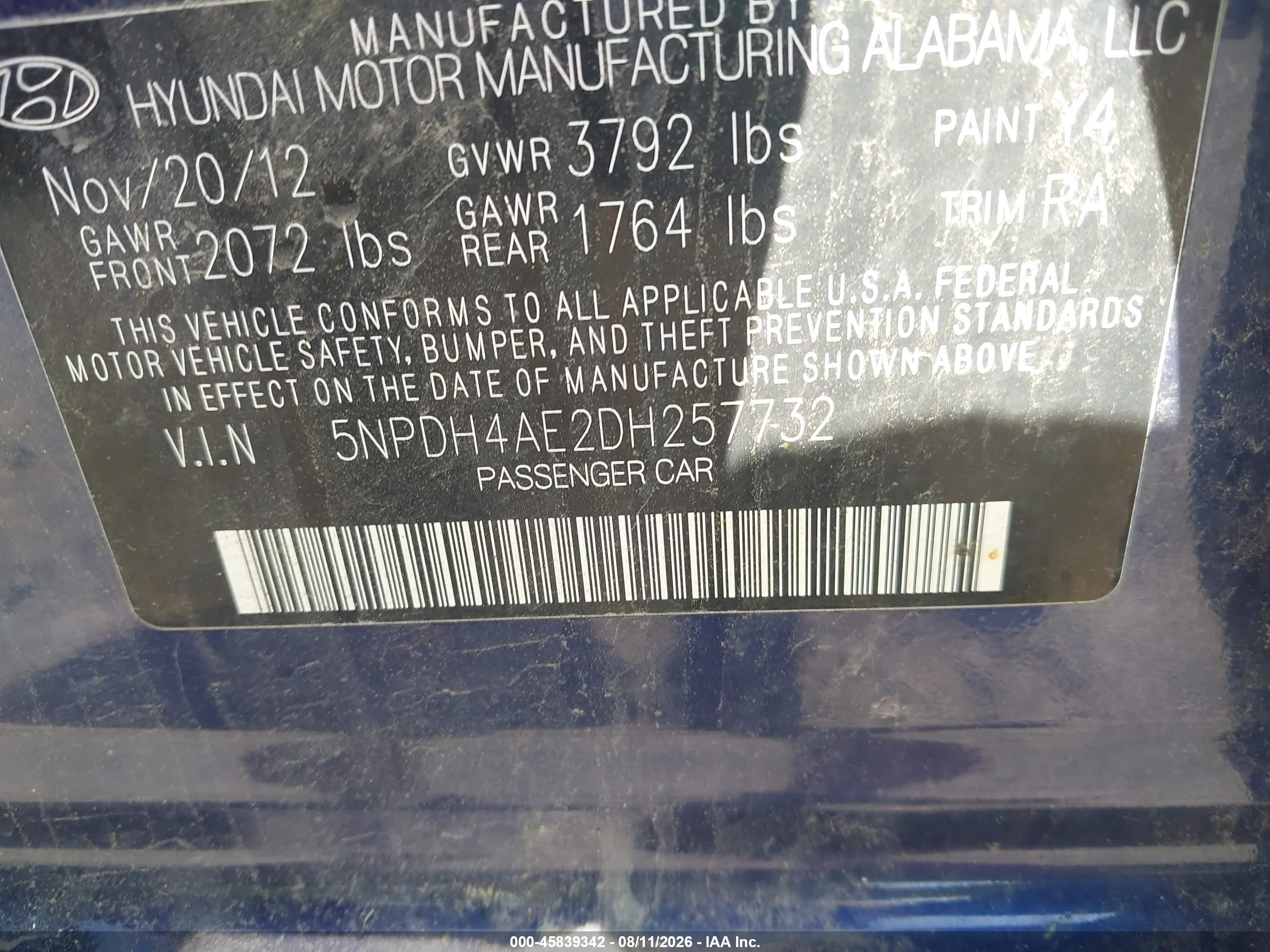 2013 Hyundai Elantra Gls Синий vin: 5NPDH4AE2DH257732