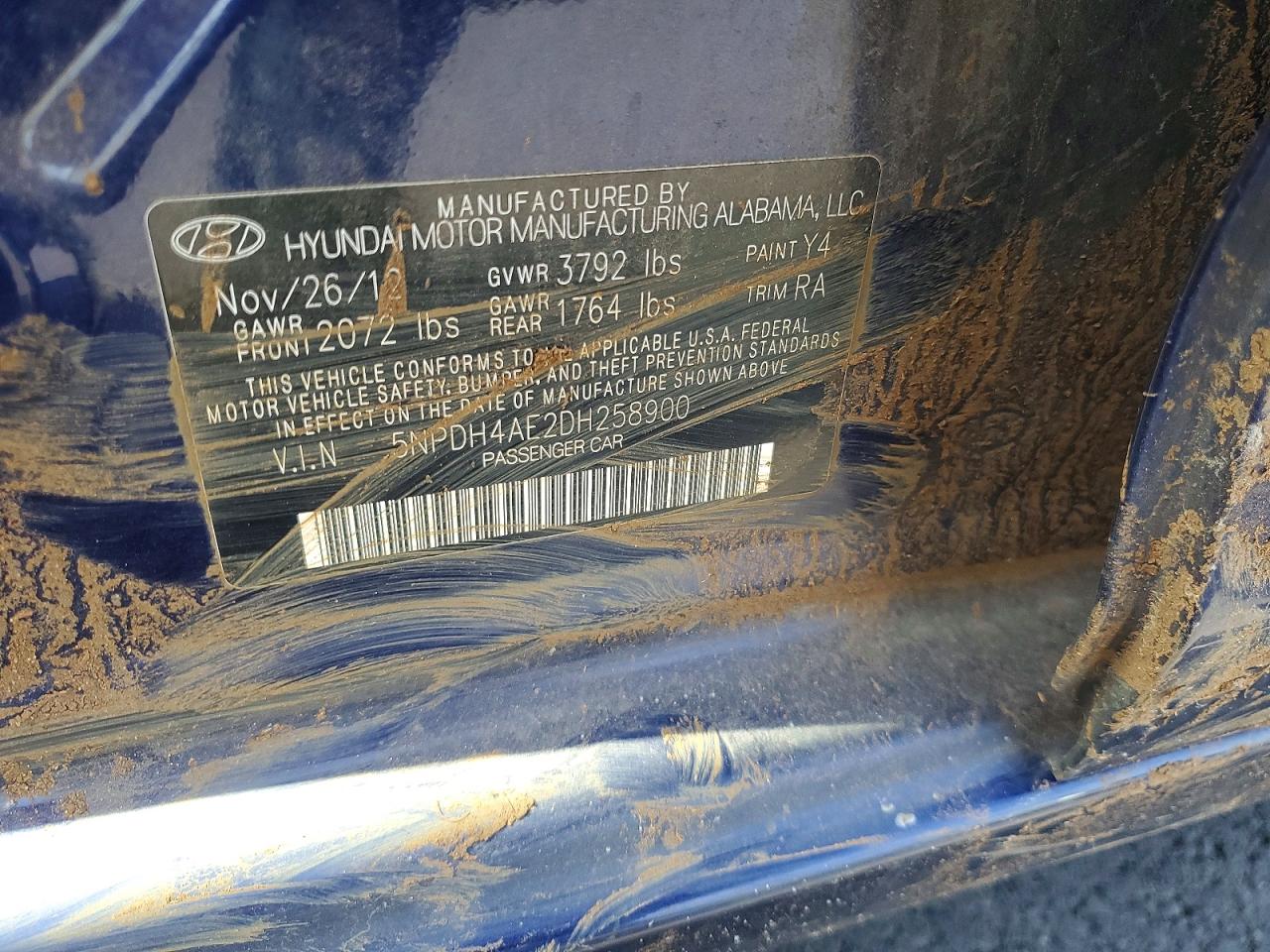 2013 Hyundai Elantra Gls Blue vin: 5NPDH4AE2DH258900