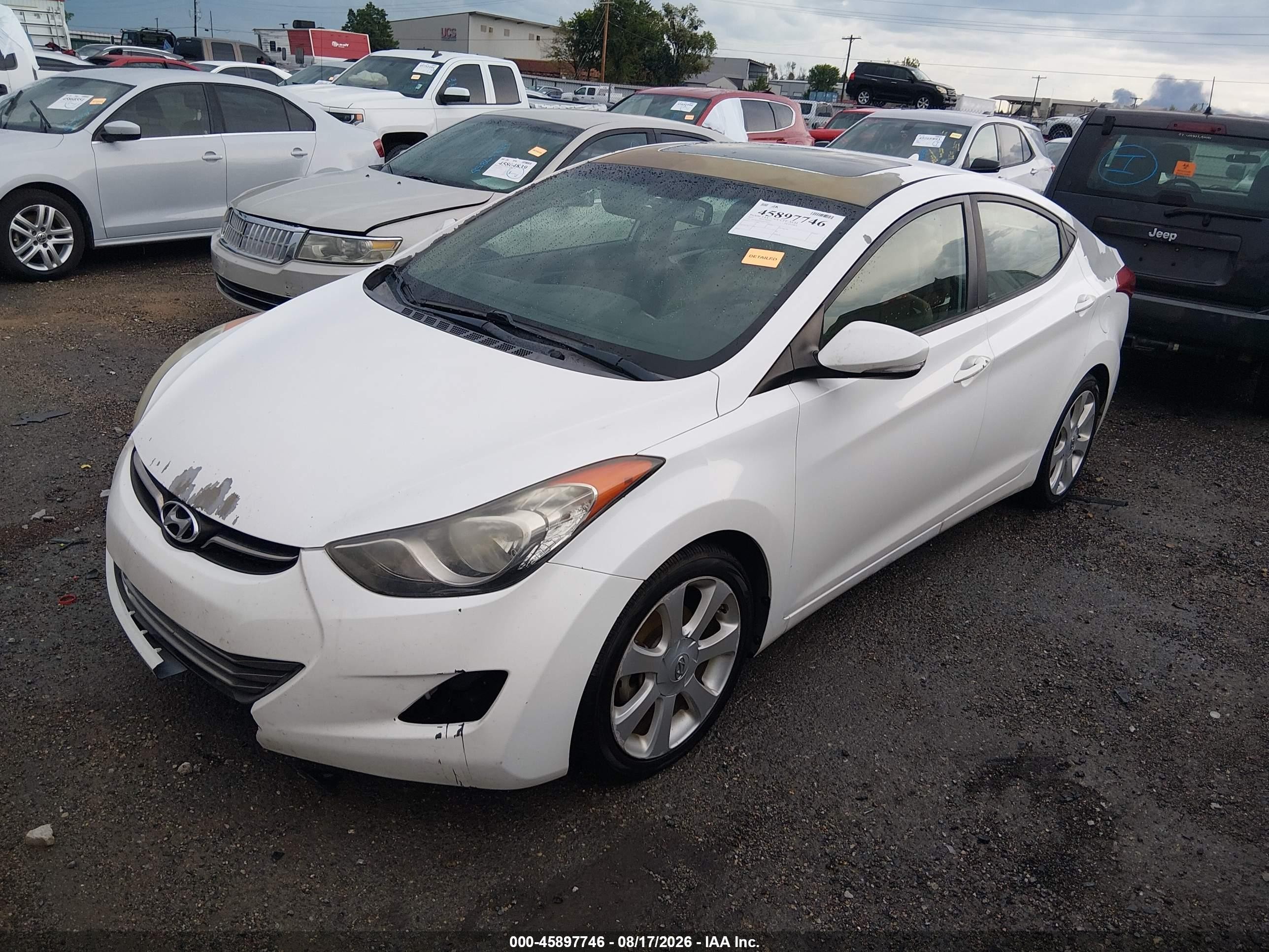 2013 Hyundai Elantra Limited White vin: 5NPDH4AE2DH270271