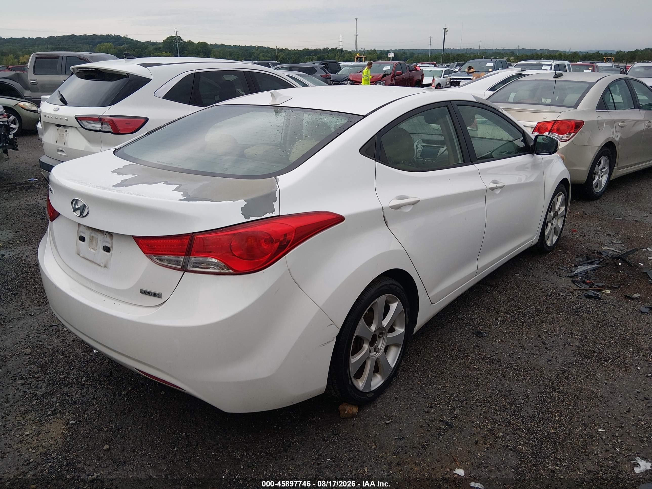 2013 Hyundai Elantra Limited White vin: 5NPDH4AE2DH270271