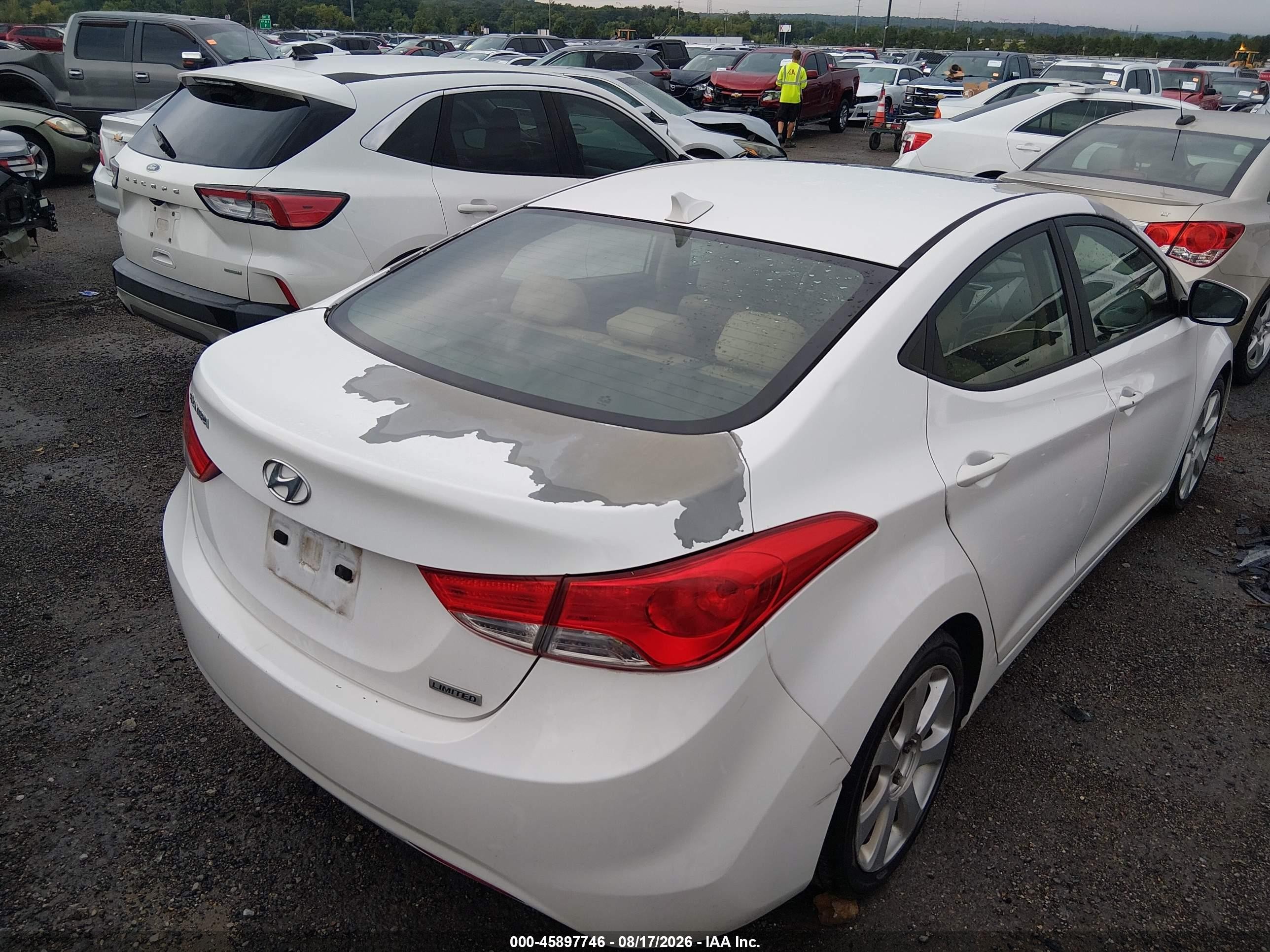 2013 Hyundai Elantra Limited White vin: 5NPDH4AE2DH270271