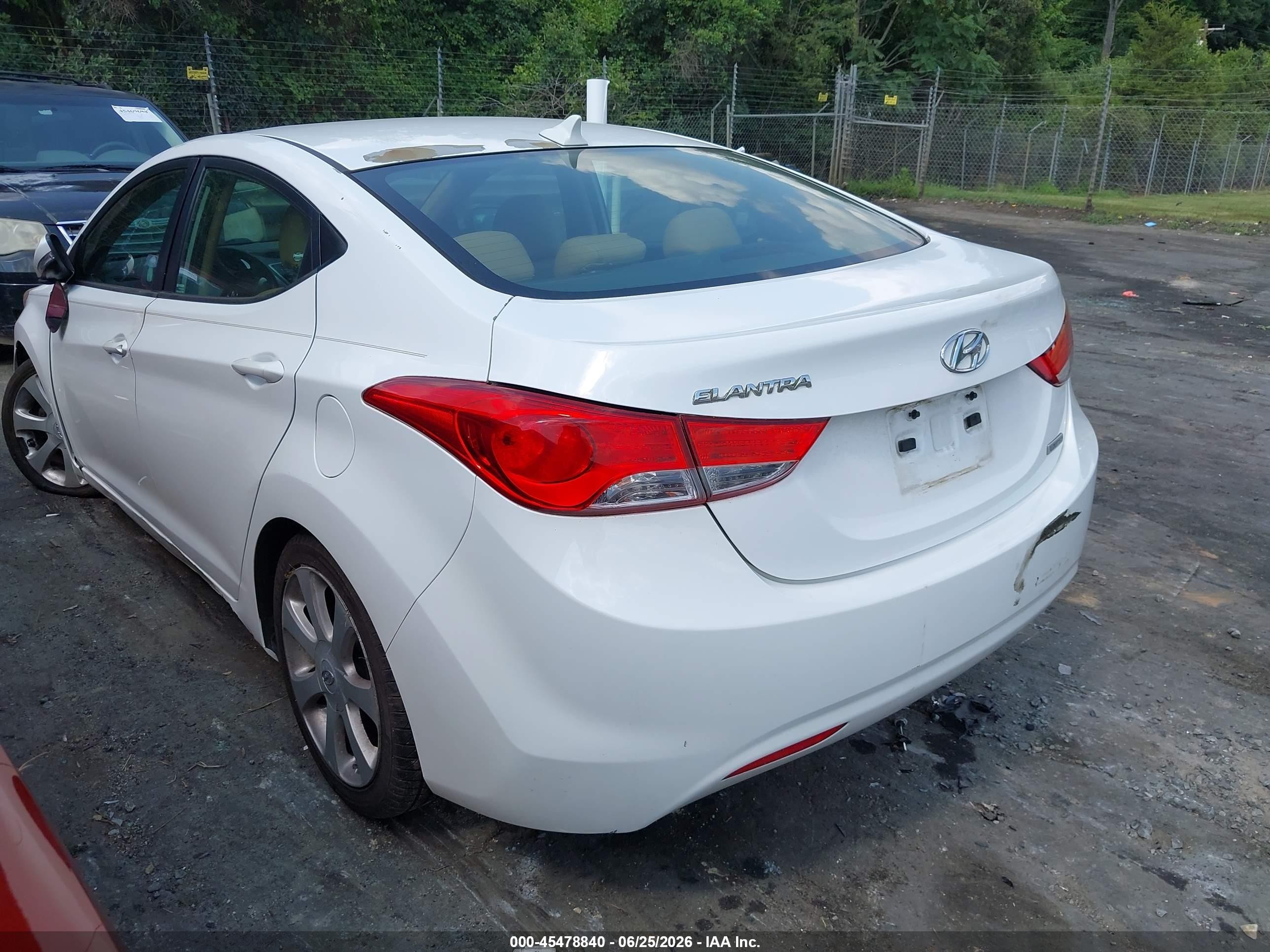 2013 Hyundai Elantra Limited White vin: 5NPDH4AE2DH306055