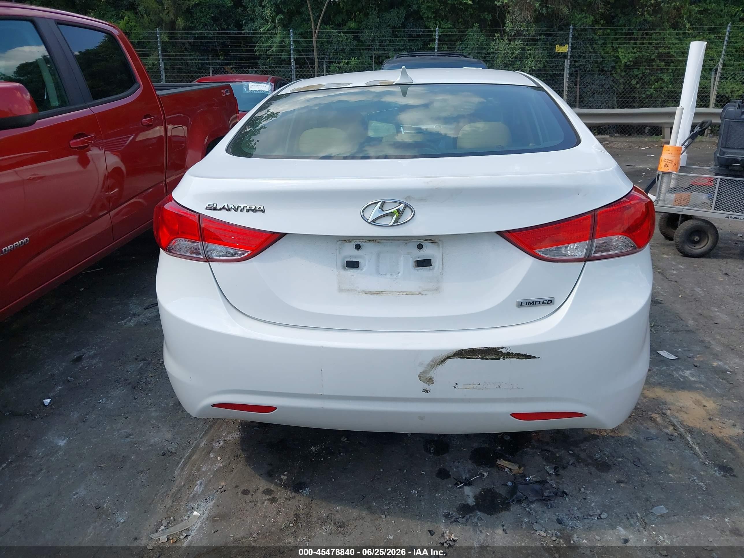 2013 Hyundai Elantra Limited White vin: 5NPDH4AE2DH306055