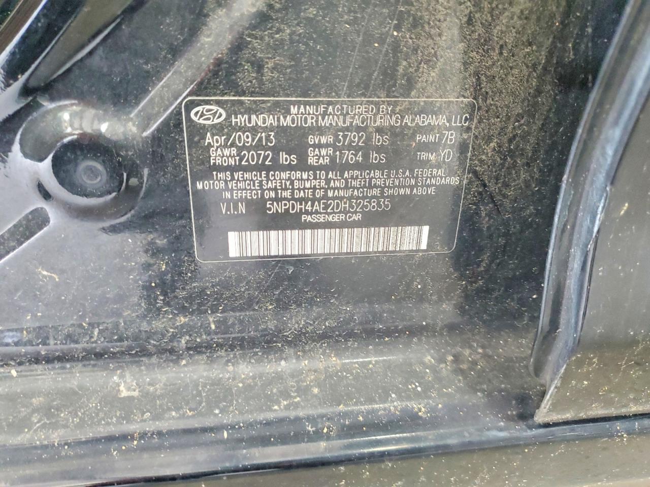 2013 Hyundai Elantra Gls Black vin: 5NPDH4AE2DH325835
