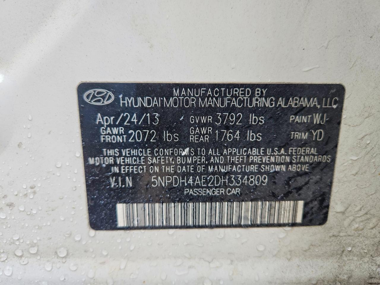 2013 Hyundai Elantra Gls White vin: 5NPDH4AE2DH334809