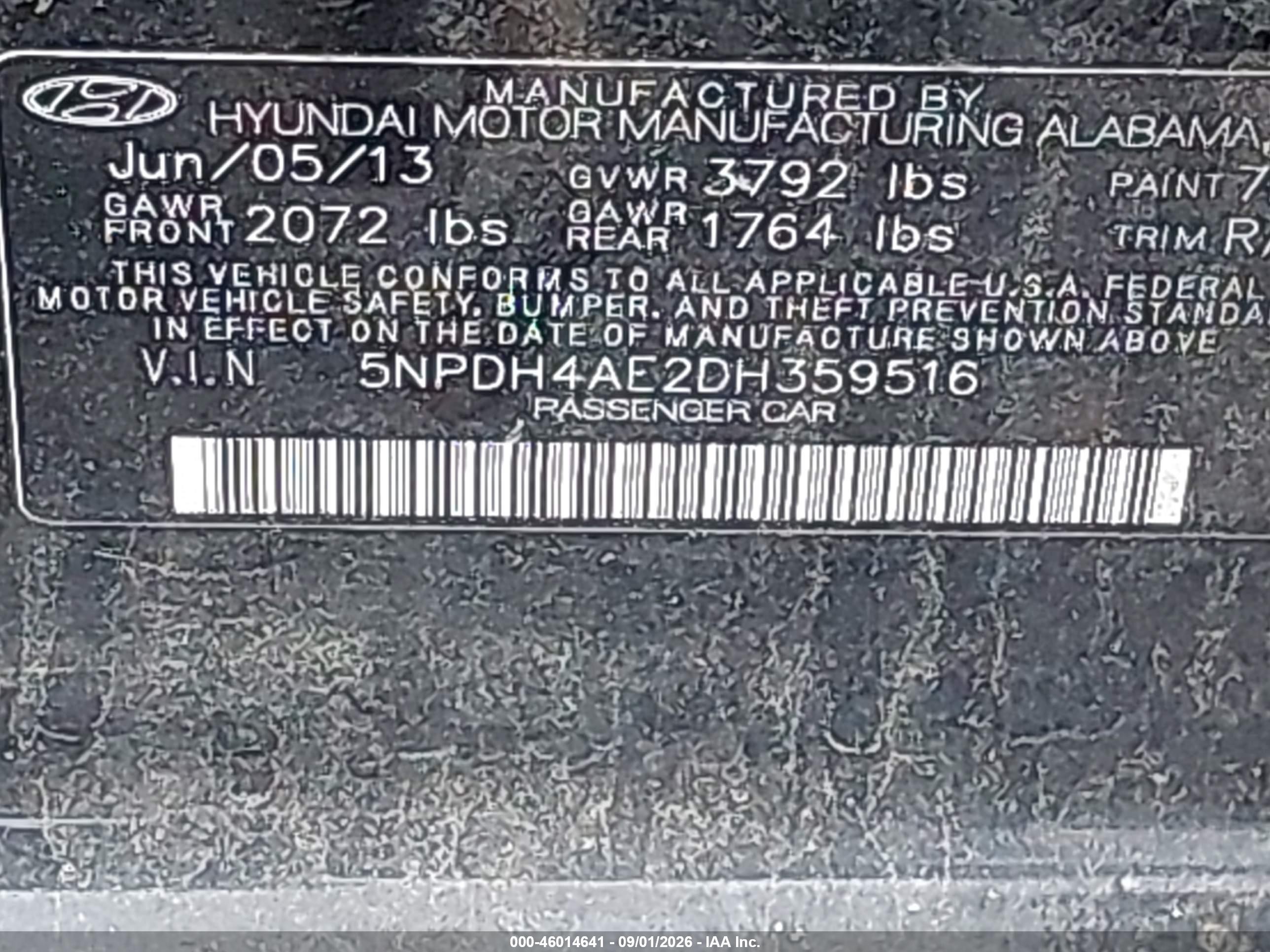 2013 Hyundai Elantra Gls Black vin: 5NPDH4AE2DH359516