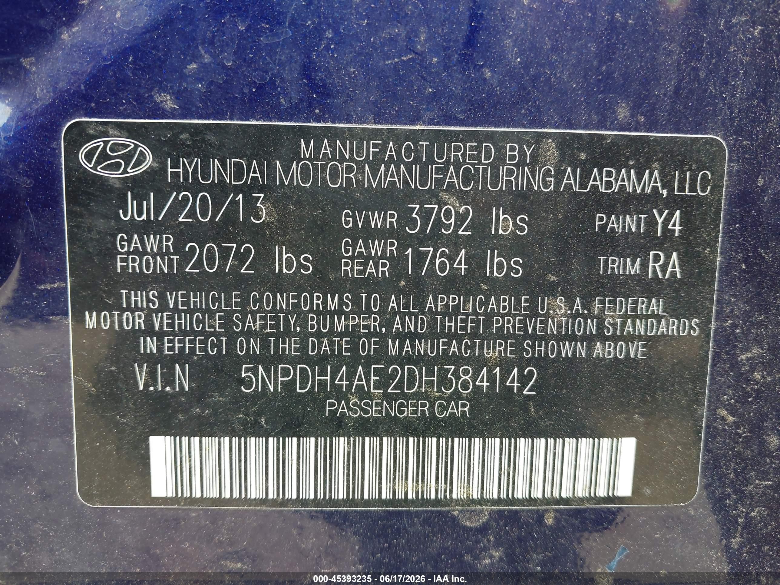 2013 Hyundai Elantra Gls Blue vin: 5NPDH4AE2DH384142