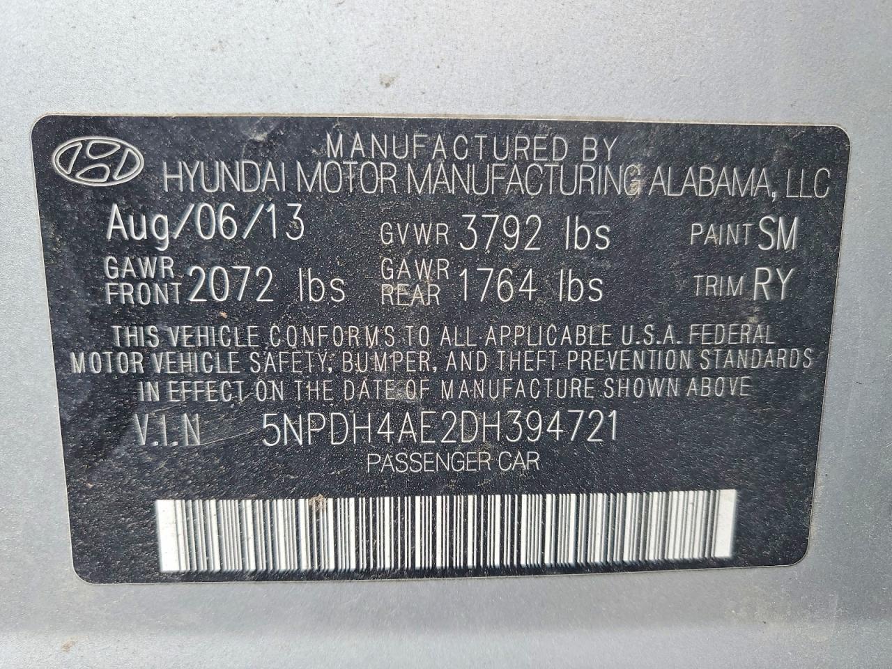 2013 Hyundai Elantra Limited Silver vin: 5NPDH4AE2DH394721