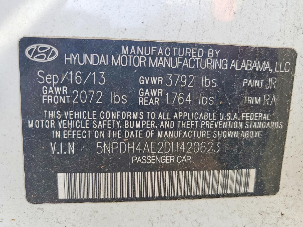 2013 Hyundai Elantra Gls White vin: 5NPDH4AE2DH420623