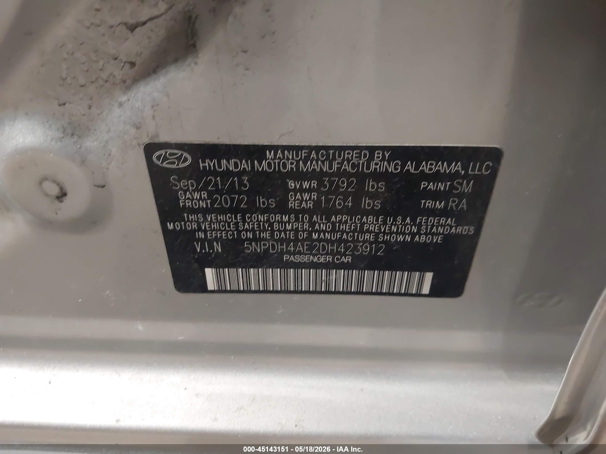 2013 Hyundai Elantra Gls Silver vin: 5NPDH4AE2DH423912