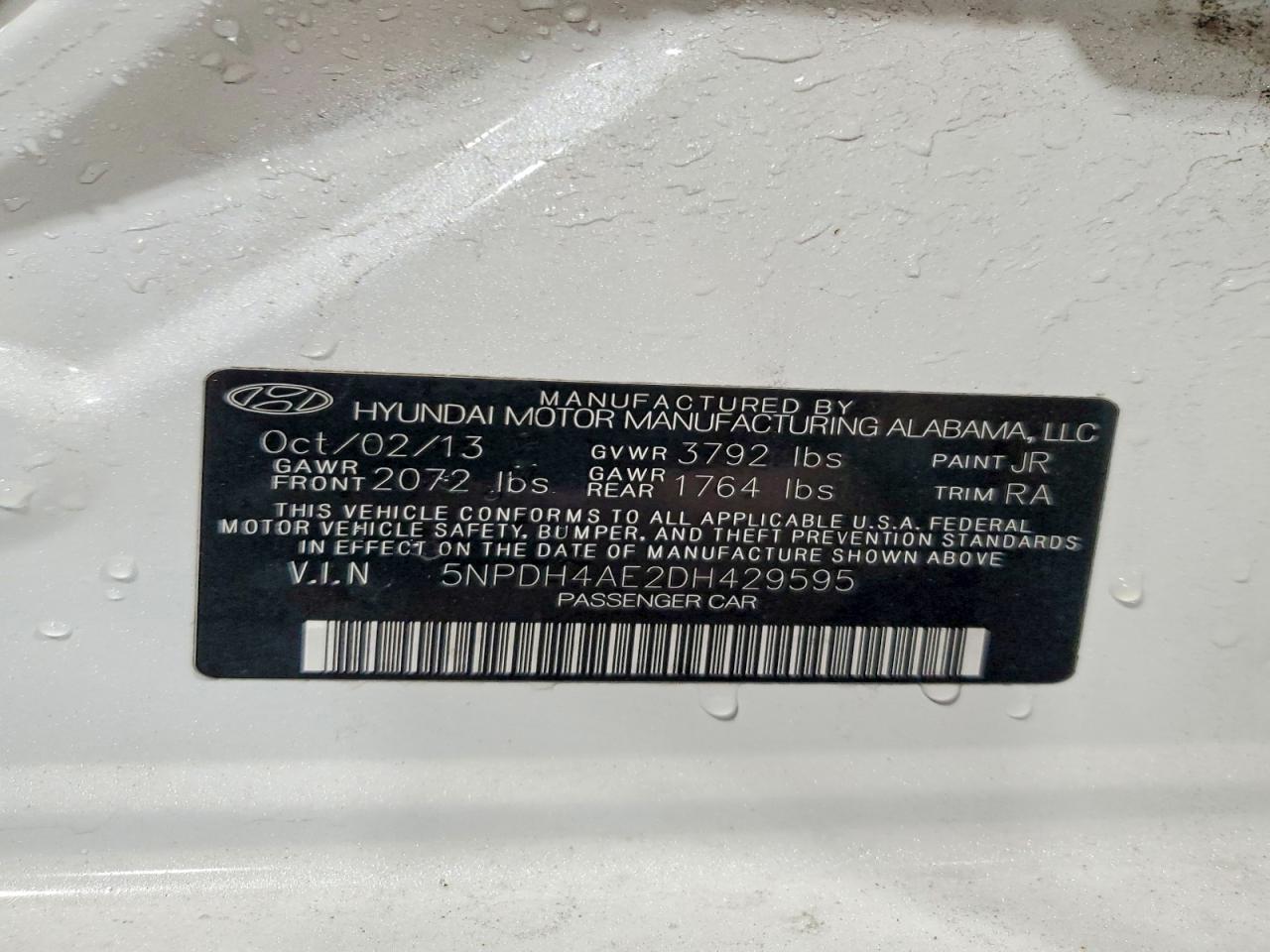 2013 Hyundai Elantra Gls Белый vin: 5NPDH4AE2DH429595