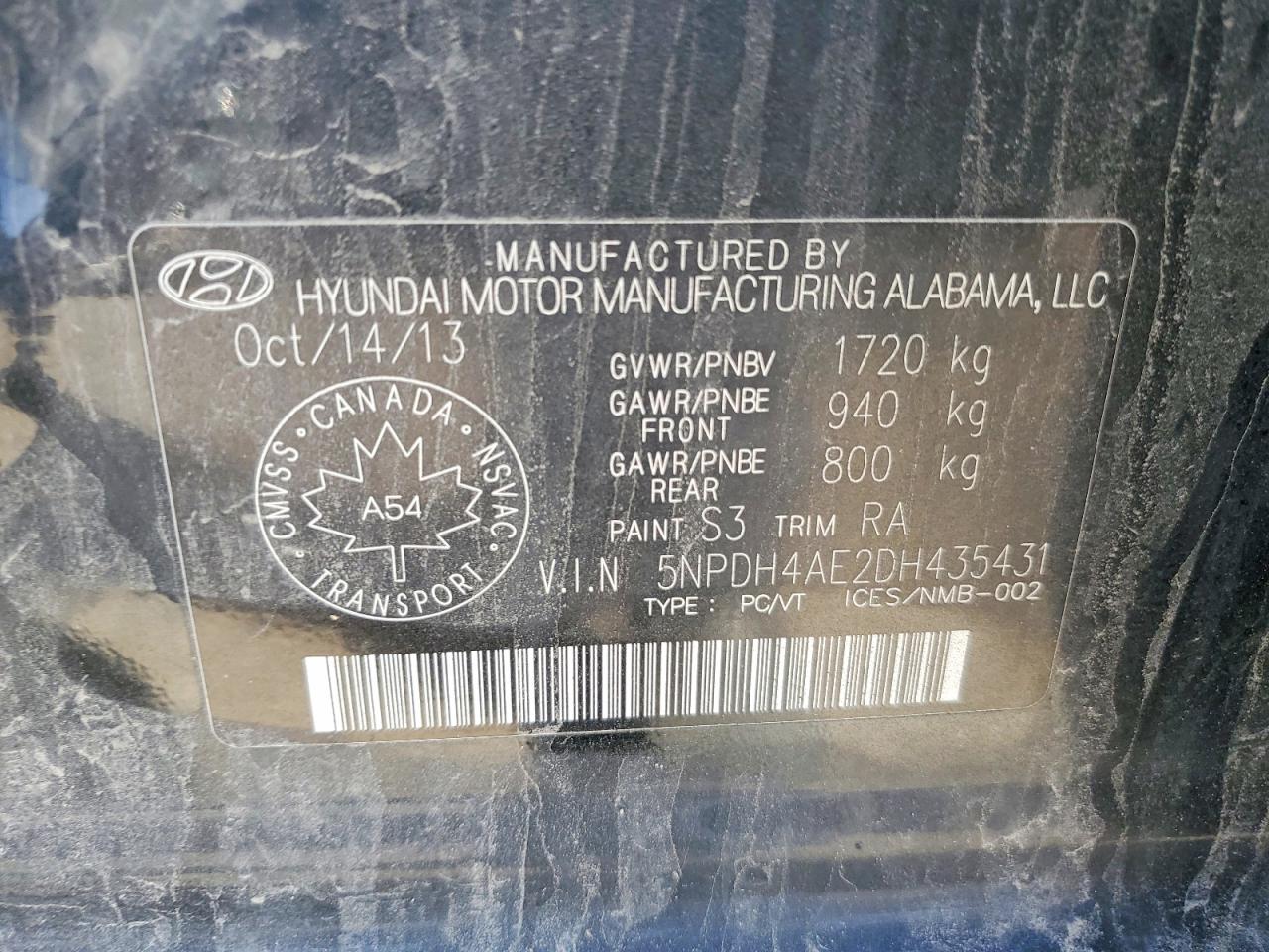 2013 Hyundai Elantra Gls Черный vin: 5NPDH4AE2DH435431