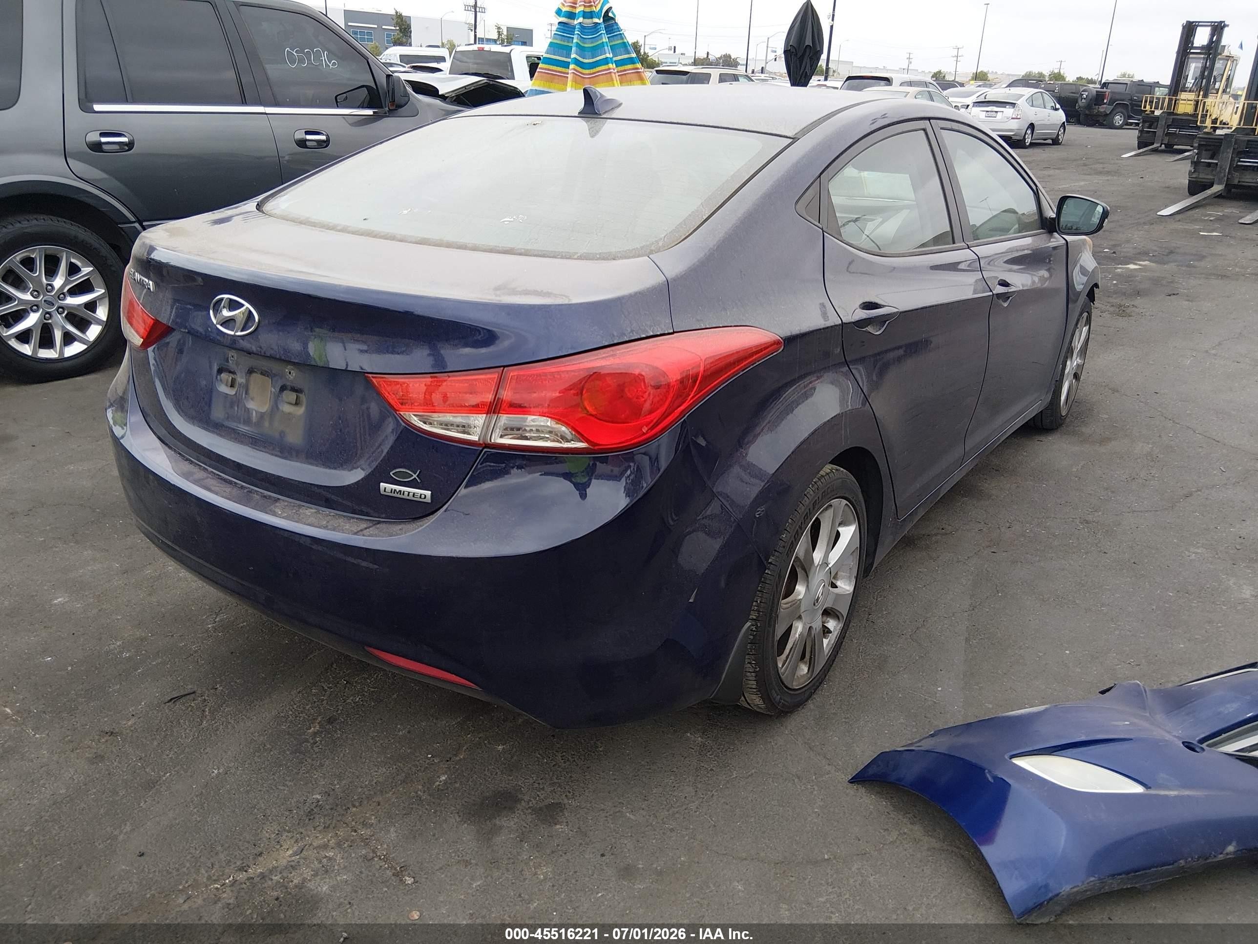 2013 Hyundai Elantra Limited Синий vin: 5NPDH4AE2DH436451