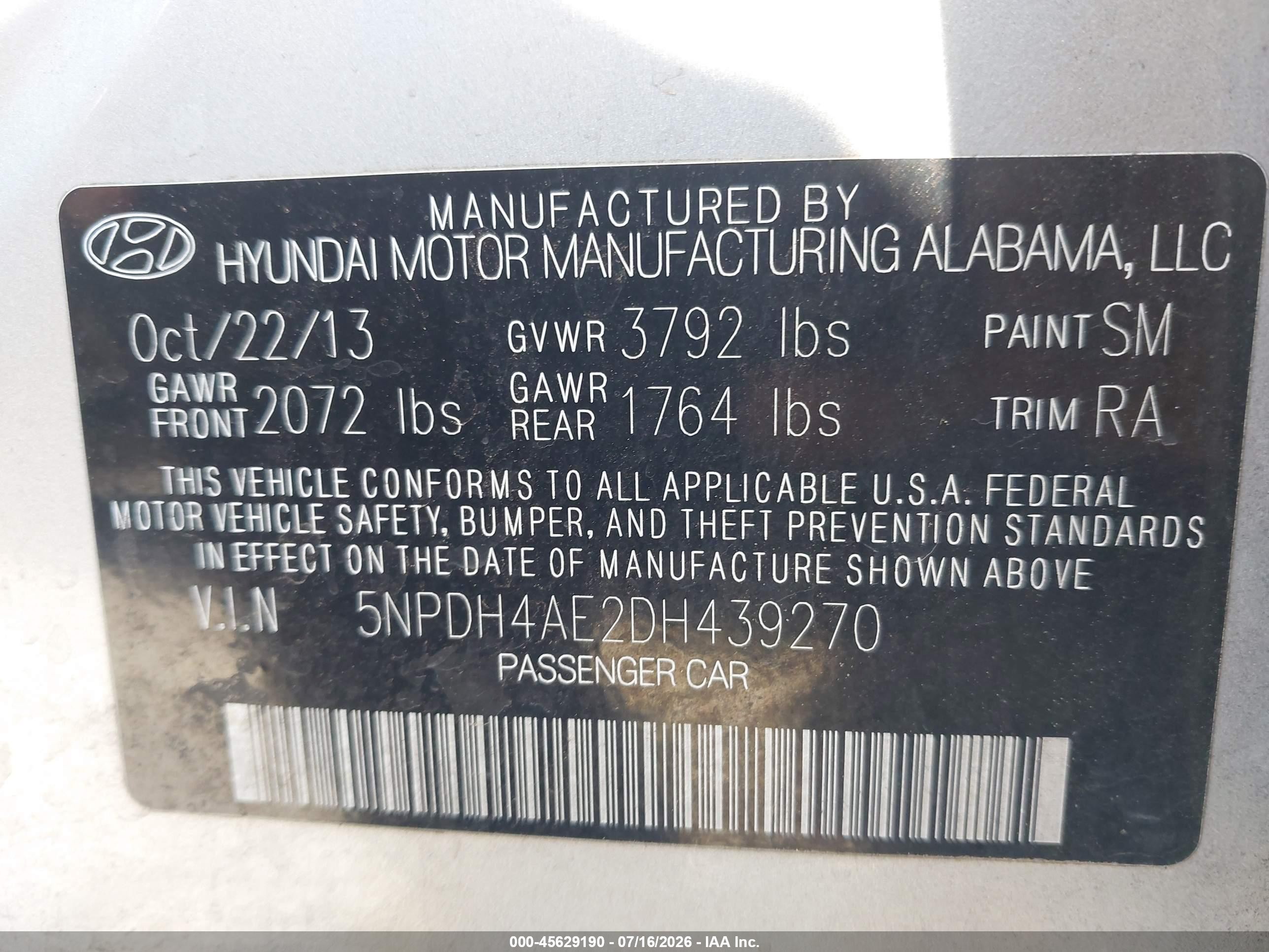 2013 Hyundai Elantra Gls Silver vin: 5NPDH4AE2DH439270