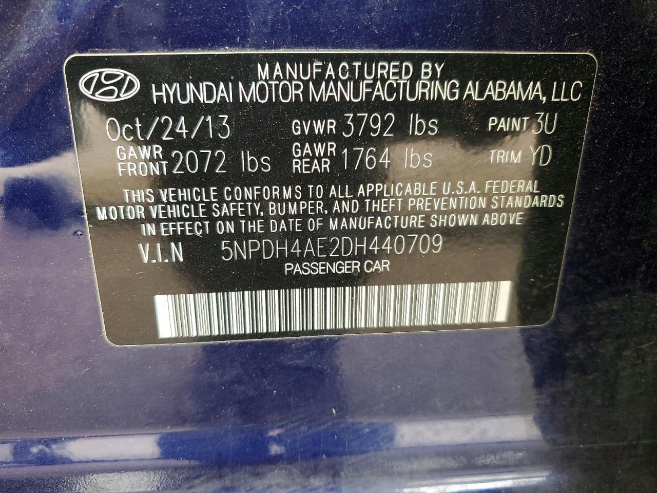2013 Hyundai Elantra Gls Синий vin: 5NPDH4AE2DH440709