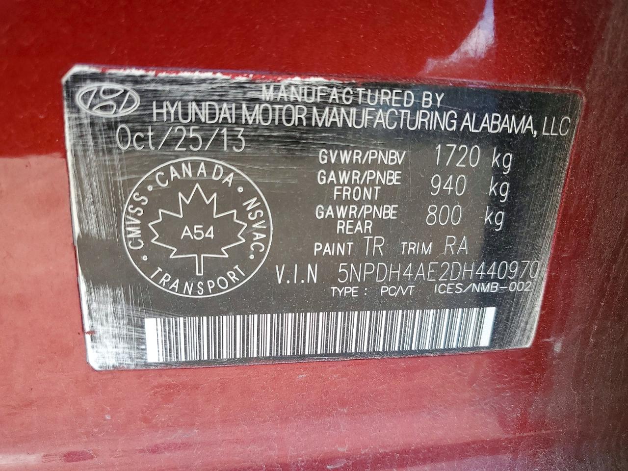 2013 Hyundai Elantra Gls Красный vin: 5NPDH4AE2DH440970