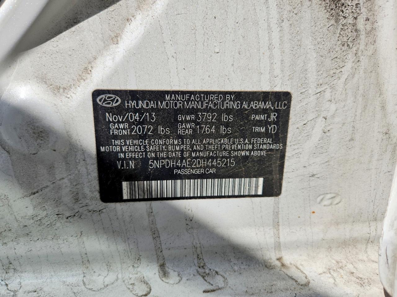 2013 Hyundai Elantra Limited White vin: 5NPDH4AE2DH445215
