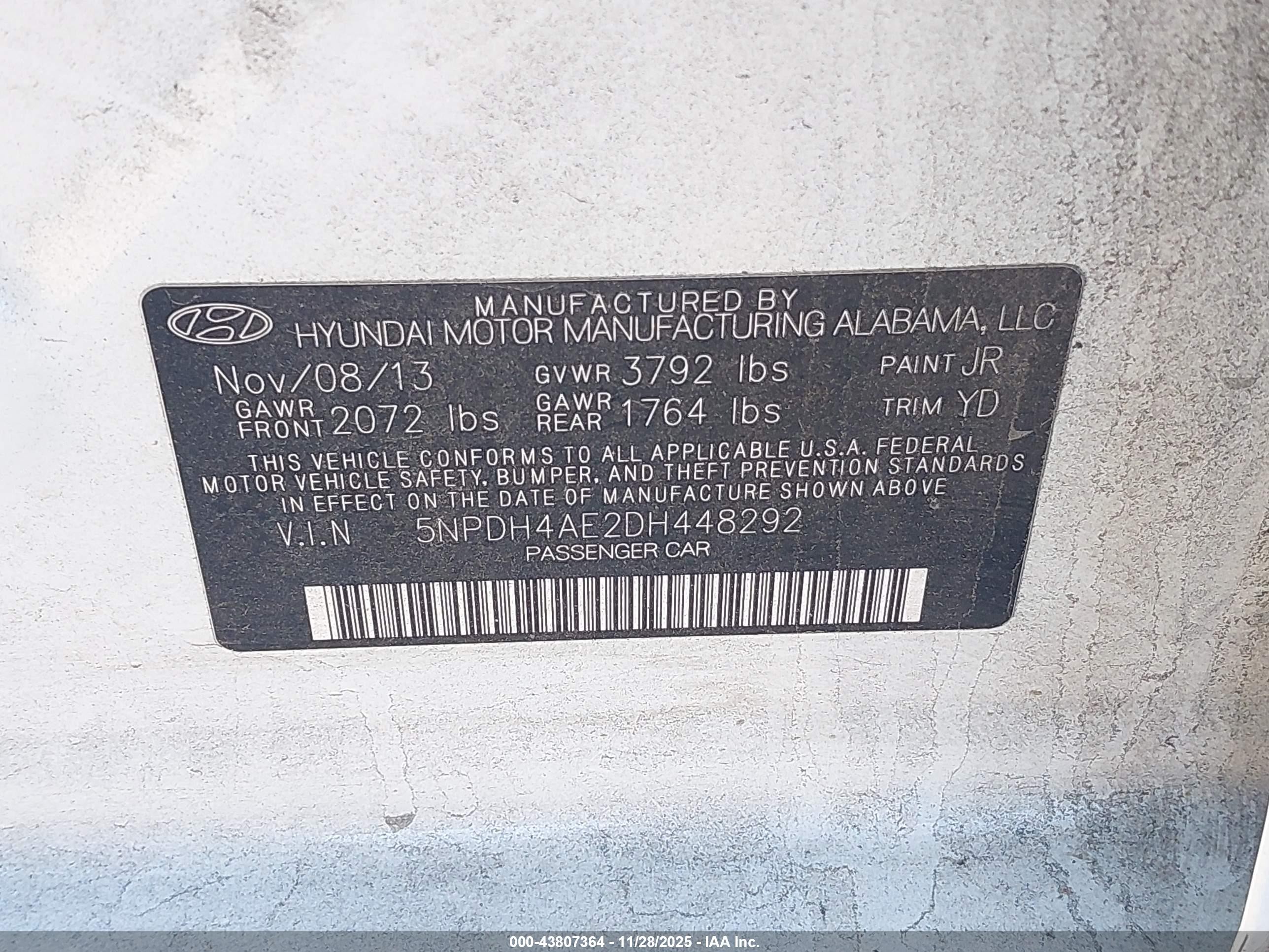 2013 Hyundai Elantra Gls White vin: 5NPDH4AE2DH448292