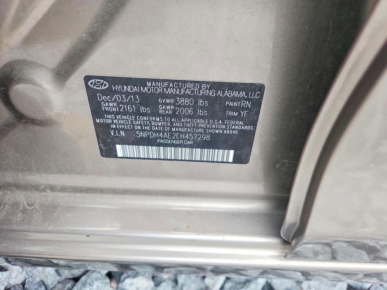 2014 Hyundai Elantra Se Charcoal vin: 5NPDH4AE2EH457298