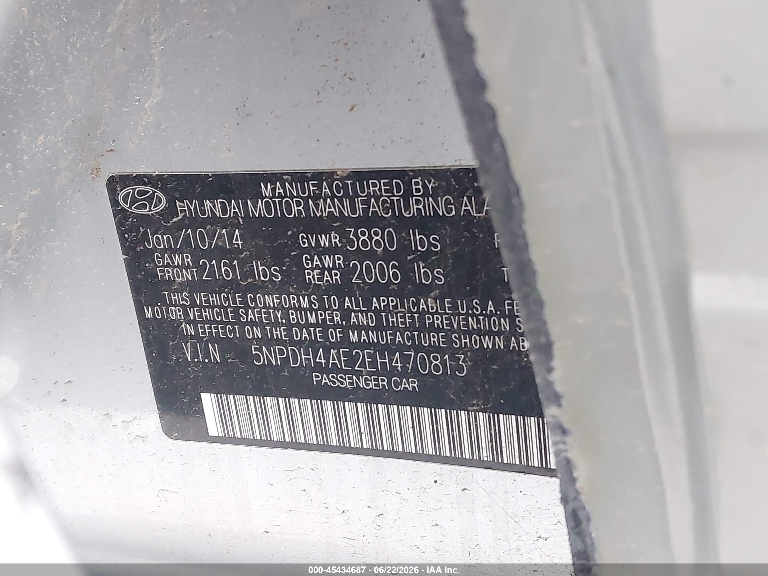 2014 Hyundai Elantra Se Silver vin: 5NPDH4AE2EH470813
