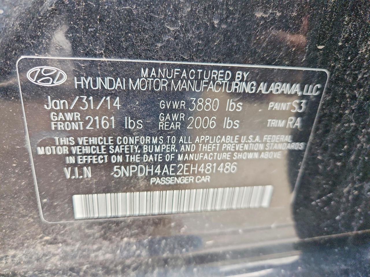 2014 Hyundai Elantra Se Black vin: 5NPDH4AE2EH481486
