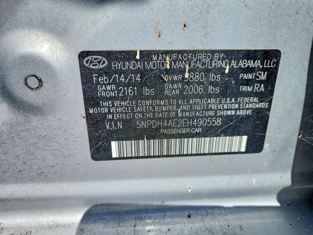 2014 Hyundai Elantra Se Silver vin: 5NPDH4AE2EH490558